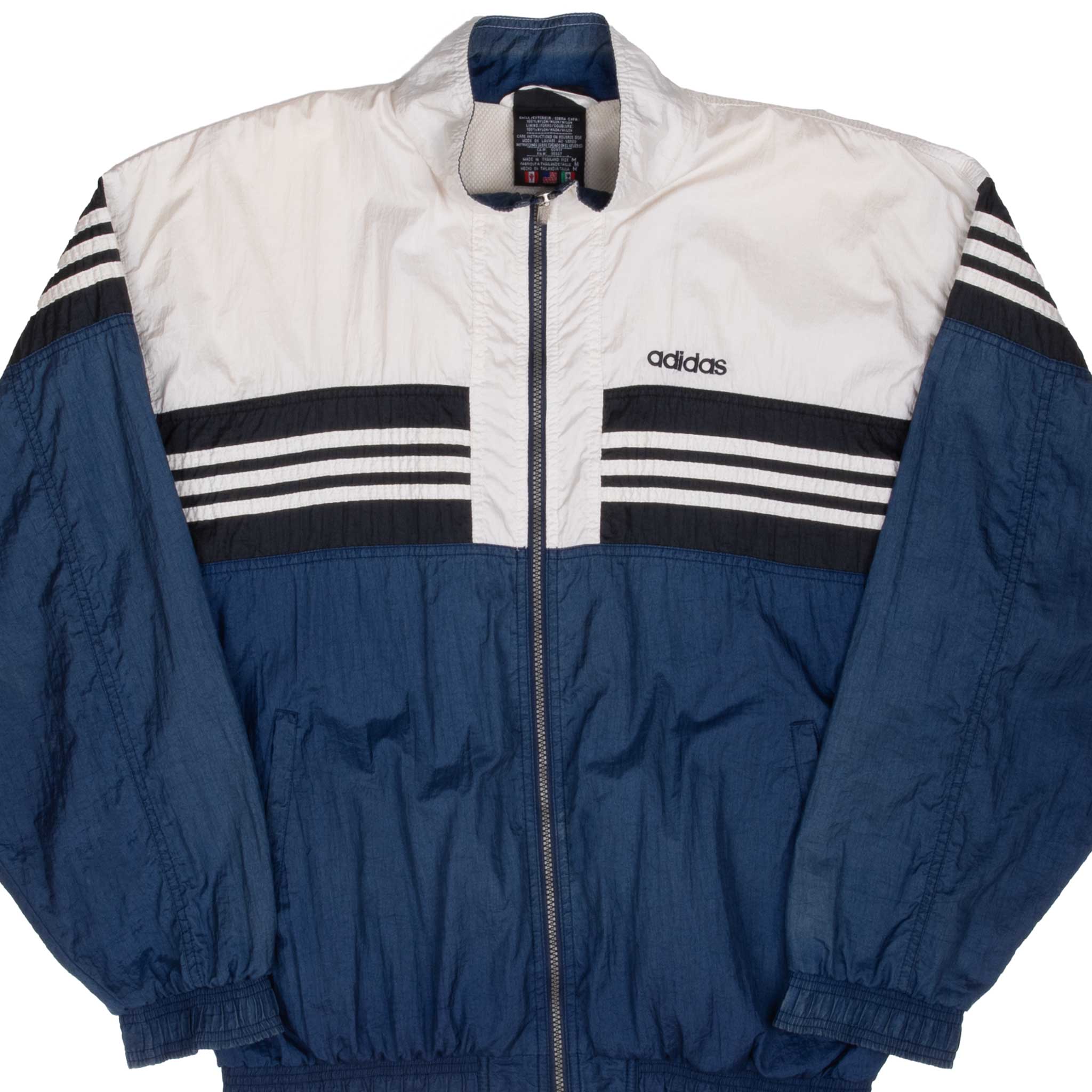 Vintage Adidas Blue & White Windbreaker Jacket 1990s - Medium Size | Retro Sportswear for Men & Women | Perfect for Running, Hiking & Casual Outfits