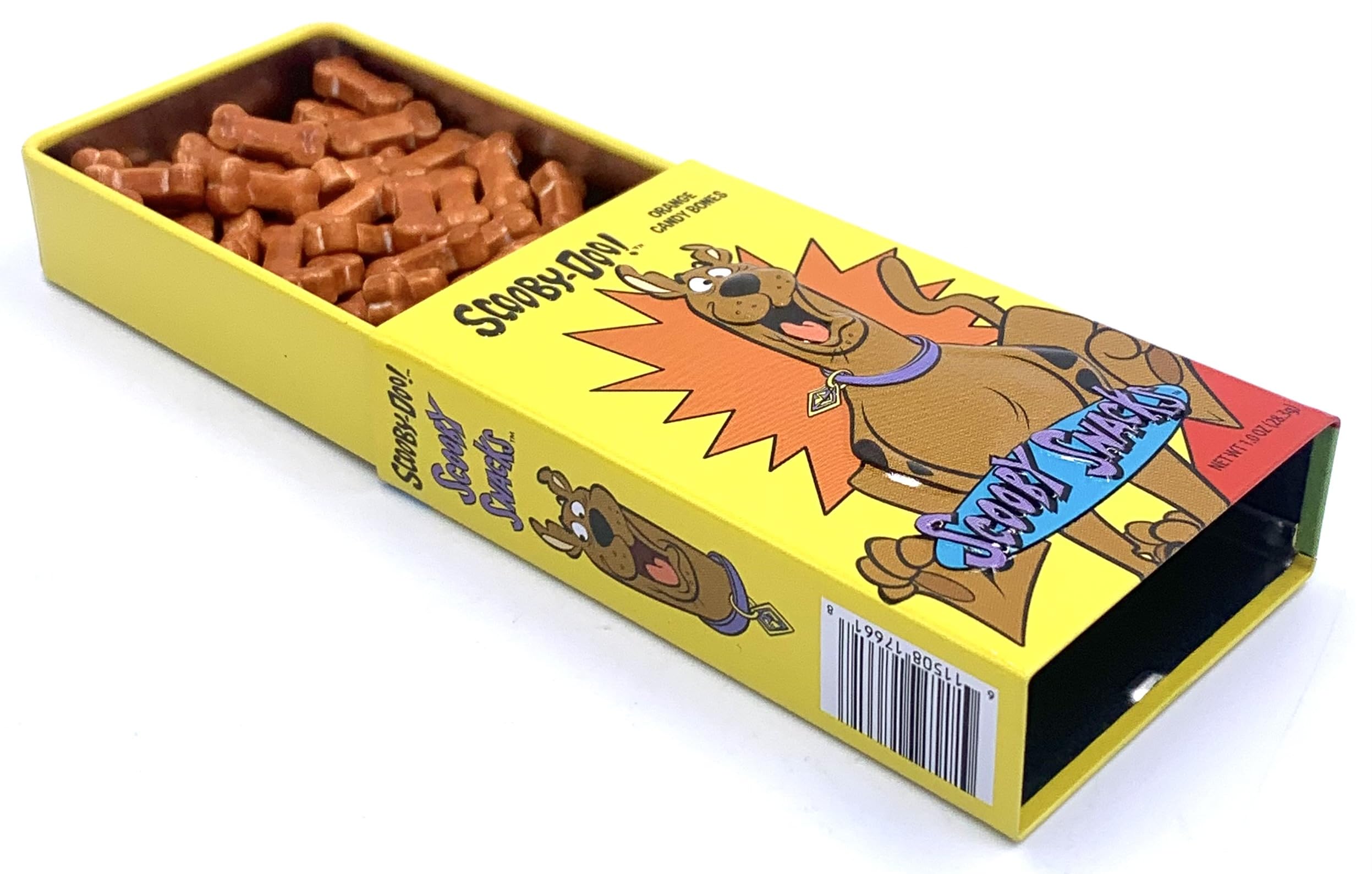 Scooby-Doo Scooby Snacks Orange Flavored Candy - Collectible Slider Tin with Bone-Shaped Treats | Fun Halloween Party Favors & Nostalgic TV Show Snacks for Kids & Fans