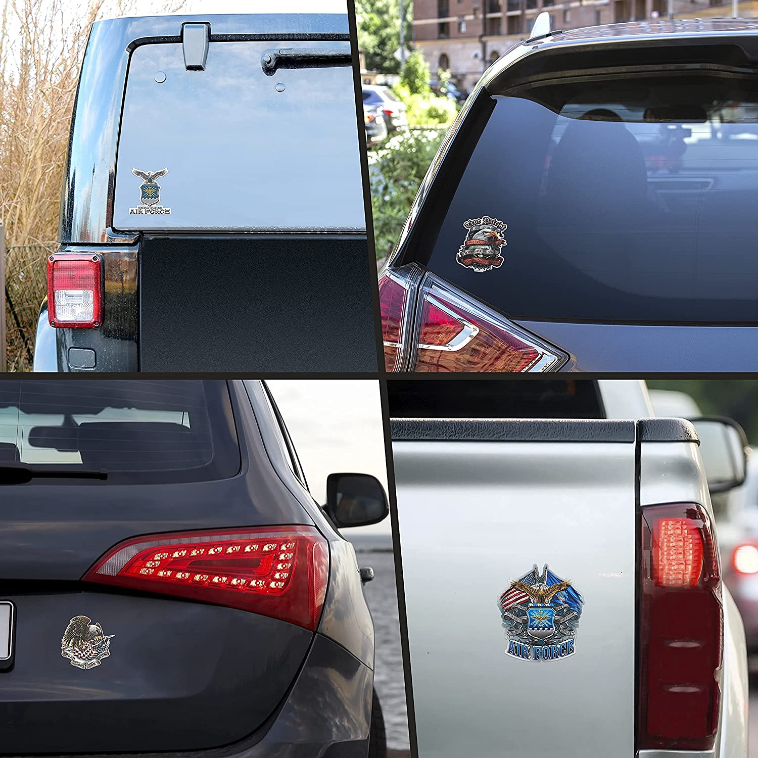 Collectible Air Force Decals - Vinyl Double Flag Air Force Eagle Stickers for Home, Car, Laptop & Gifts (4in, 2-Pack) - Show Military Pride & Support with Durable Souvenir Decals for Veterans, Enthusiasts & Patriotic Decor