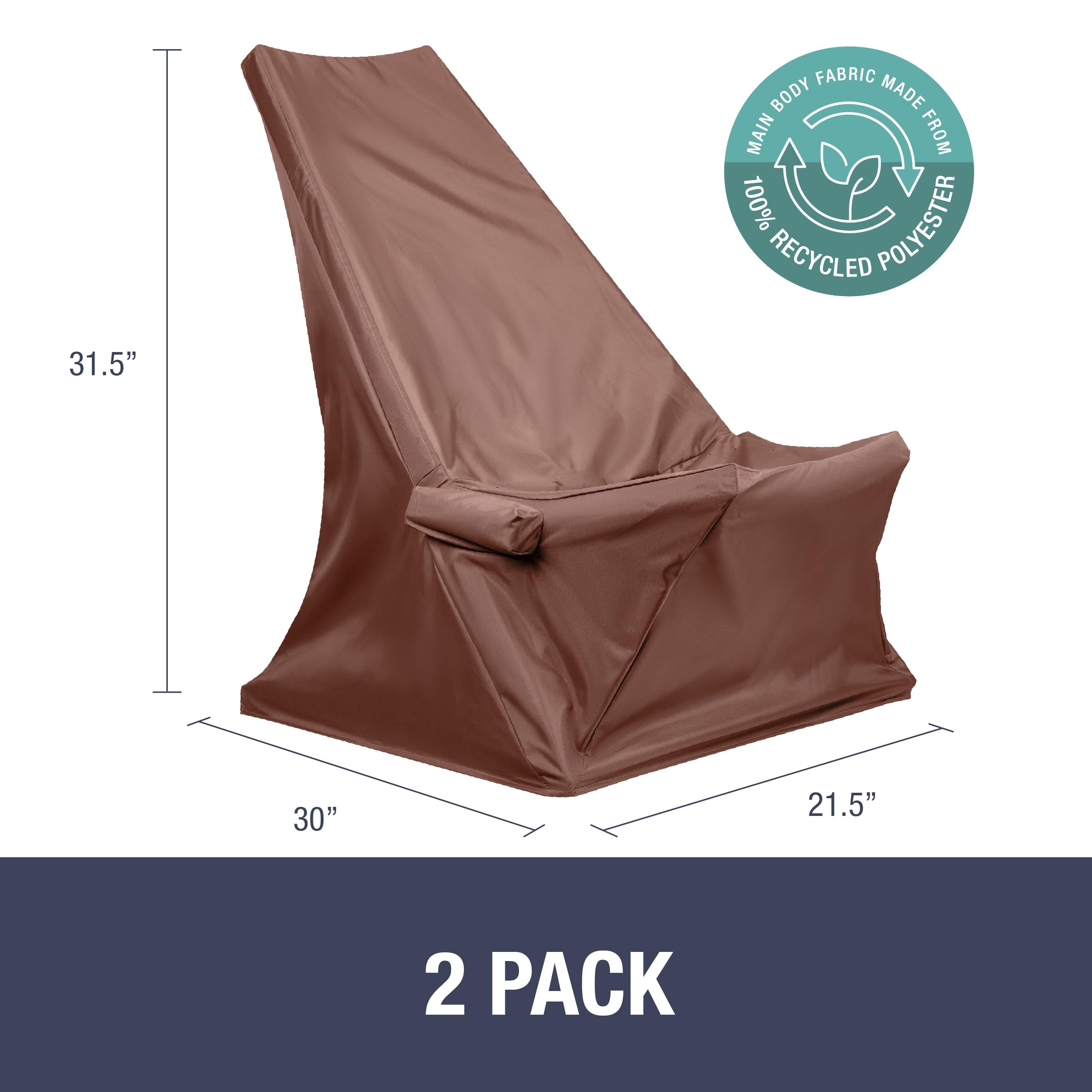 CleverMade Tamarack Chair Cover - Waterproof Outdoor Patio Furniture Protector for Folding Wooden Chairs (2 Pack, Mocha) | UV Resistant & Weatherproof | Perfect for Backyard, Garden, and Poolside Use