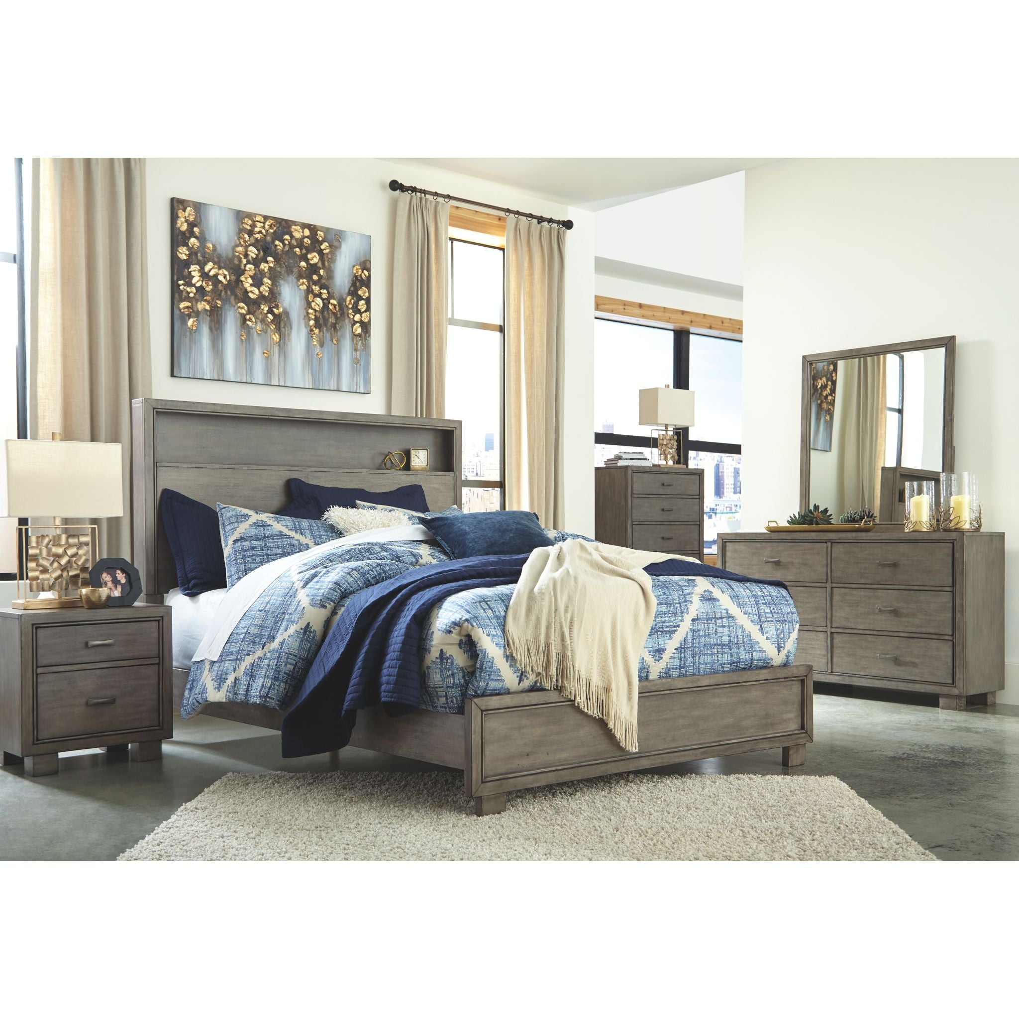 Ashley Arnett 3-Piece Queen Bed Set - Modern Bedroom Furniture with Headboard, Footboard & Rails | Perfect for Master Bedroom, Guest Room & Apartment Decor