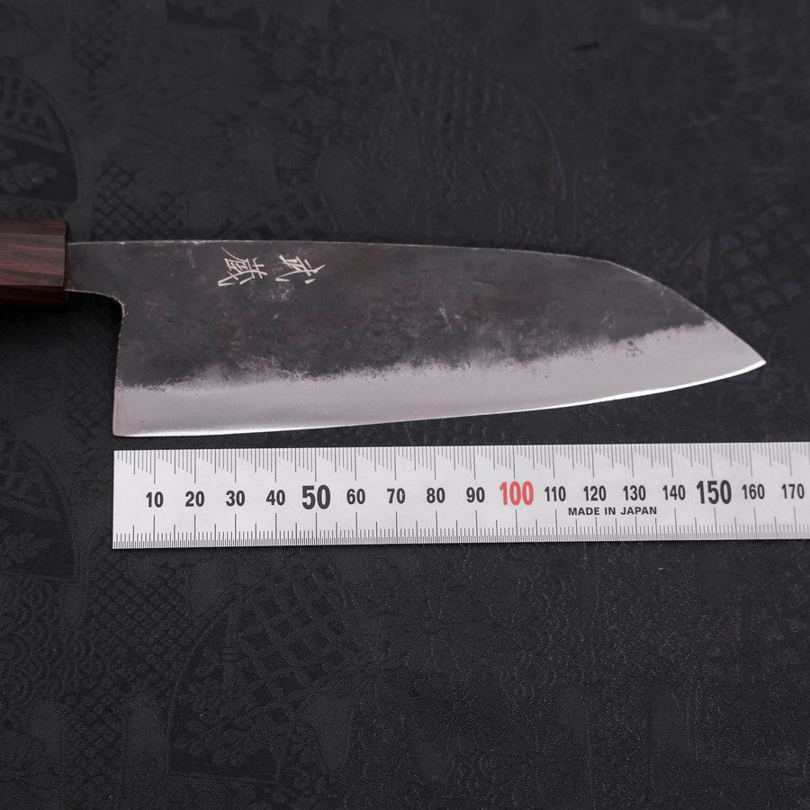 Premium Santoku Knife - Blue Steel #2 Kurouchi Finish with Ebony Handle - 165mm Japanese Chef Knife for Slicing, Dicing, and Chopping Vegetables, Meat, and Fish - Ideal for Home Cooks and Professional Chefs