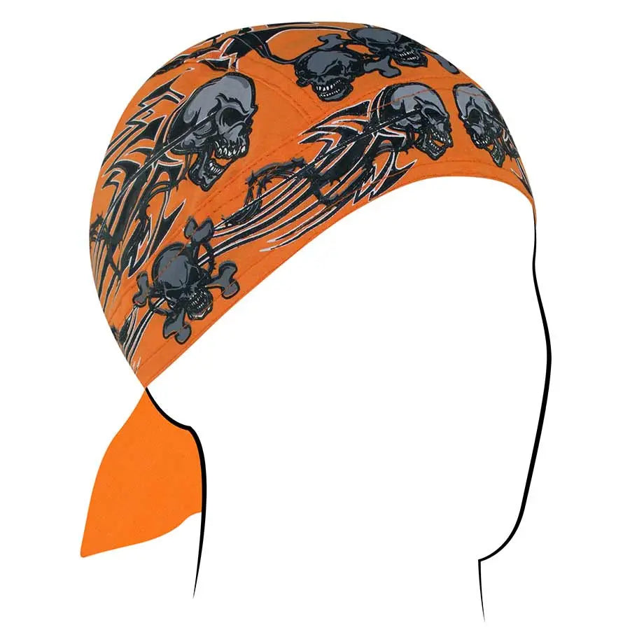 ZANheadgear Orange Tribal Skull Cap for Men - Stylish Beanie Hat for Winter, Outdoor Sports & Street Fashion