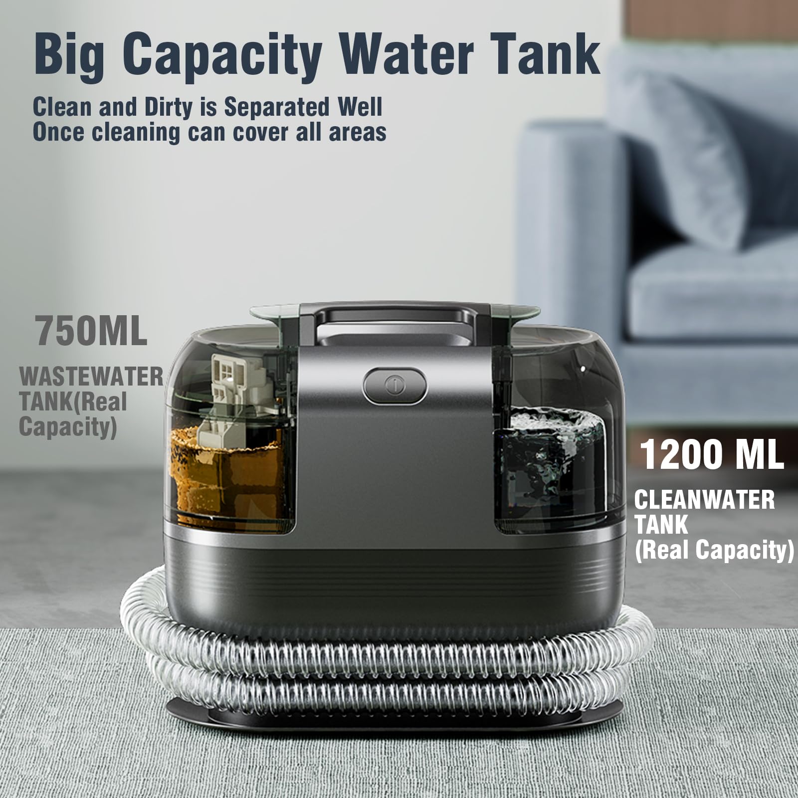 18Kpa Powerful 500W Portable Carpet Cleaner Machine - Handheld Spot & Upholstery Cleaner for Pet Stains, Sofa, Car Seats, Furniture - Perfect for Home, Office, and Auto Interior Cleaning