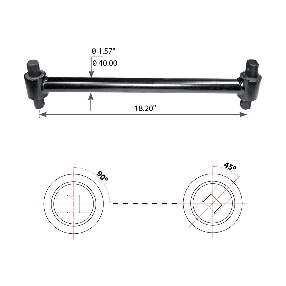Freightliner Torque Rod with Bushing - Replacement for 4 Spring Suspension (Fits Part #16-1042000-1) - Heavy Duty Truck Suspension Upgrade for Smoother Ride & Improved Handling