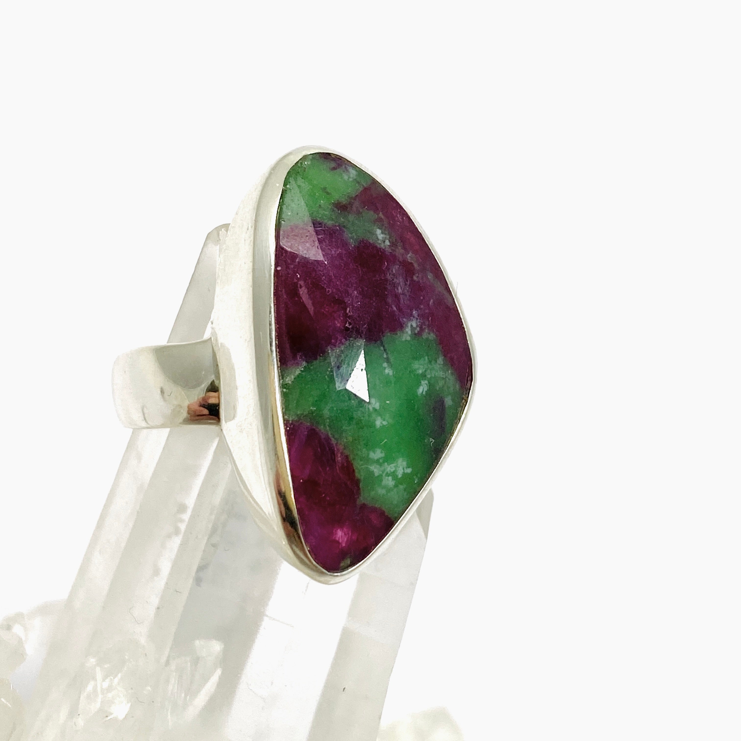 Ruby Zoisite Freeform Checkerboard Faceted Ring Size 8.5 PRGJ824 | Handmade Gemstone Jewelry for Women | Perfect for Spiritual Healing, Meditation & Boho Fashion