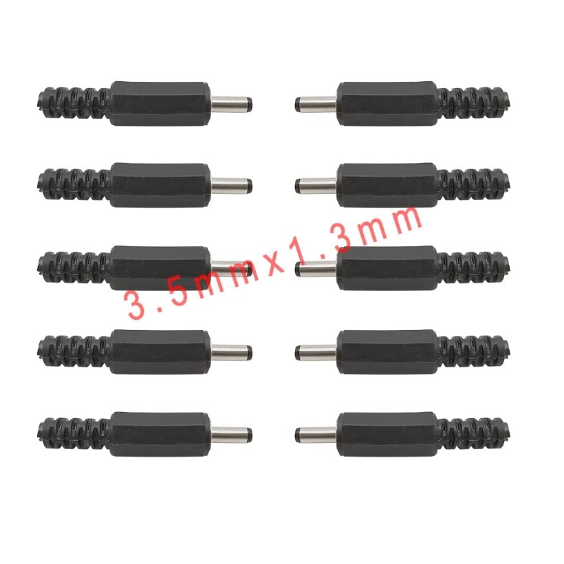VIEUE 10/6/2pcs 3.5mm x 1.3mm DC Power Male Plug Connector - Solder Tip Socket Adapter for Electronics DIY, CCTV Cameras, LED Strips (10pcs) - Durable Wire Terminals for Secure Connections