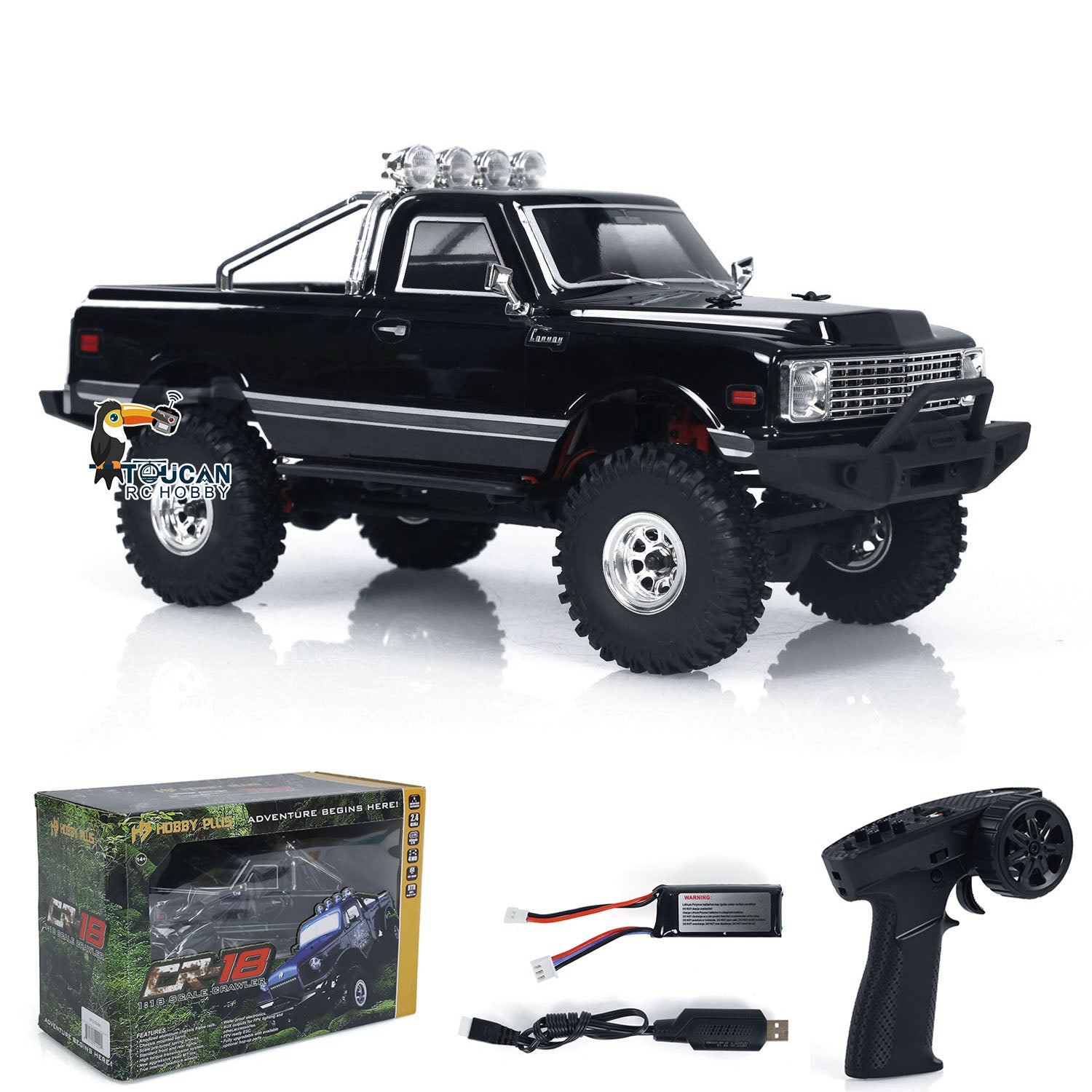 1:18 Scale 4x4 RC Crawler Car - Hobby Plus CR18 Off-Road Remote Control Vehicle (RTR or DIY Kit) for Adults & Kids - Rock Crawling, Trail Adventures & Backyard Fun