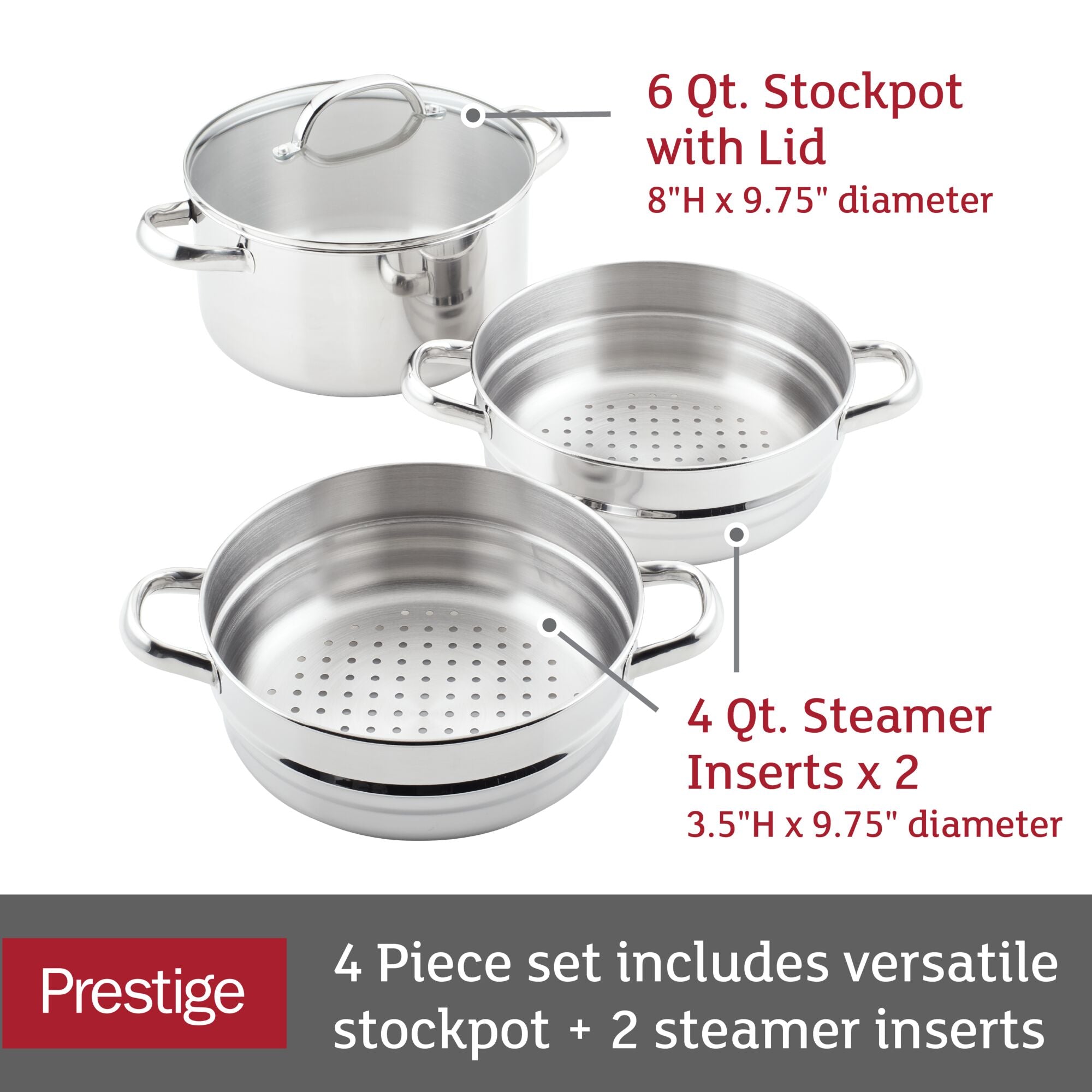 Premium 6 Quart Stainless Steel Steamer Pot with Removable Basket - Perfect for Vegetables, Seafood & Dumplings | Healthy Cooking & Meal Prep