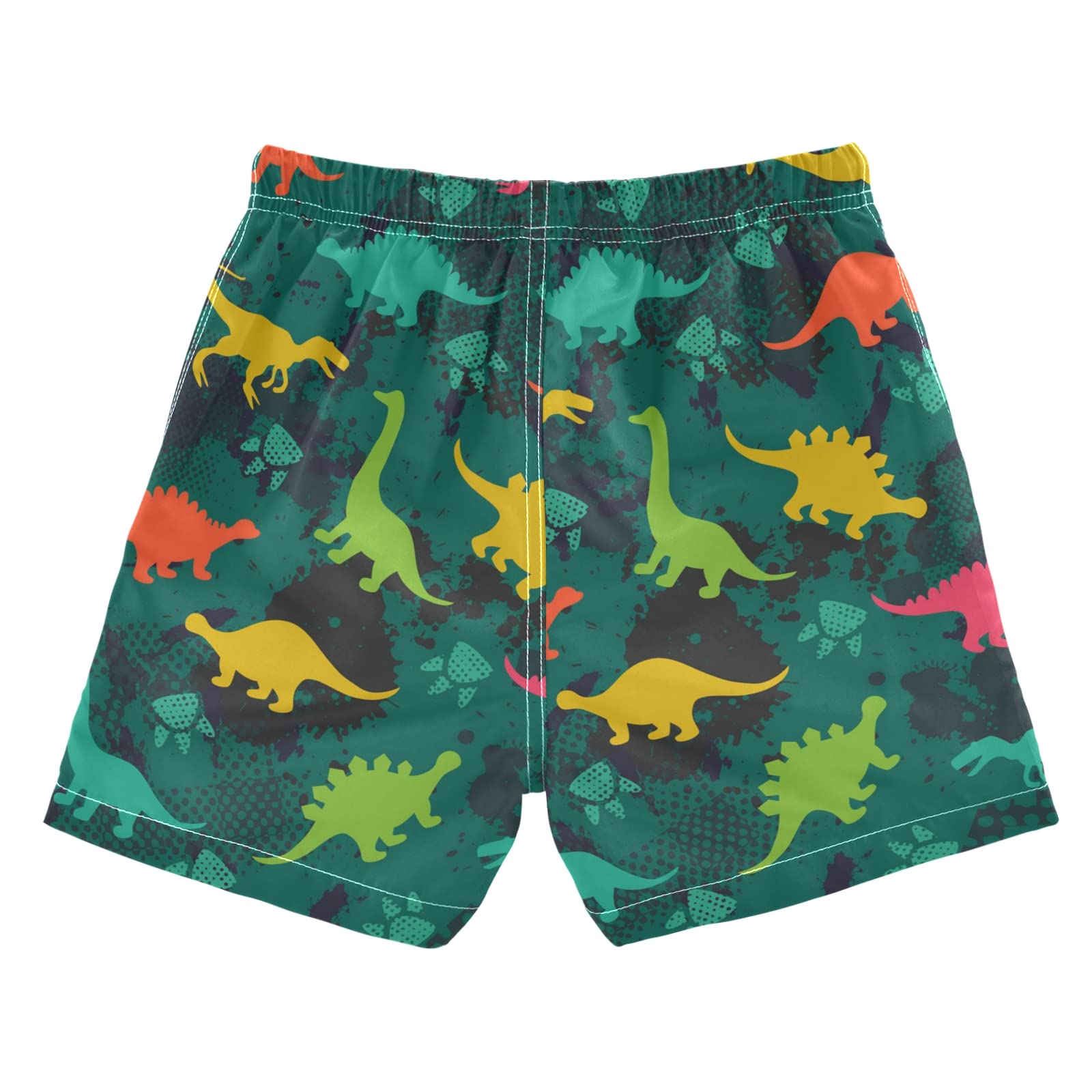 Dinosaurs Boys Swim Trunks - Quick Dry Toddler Swimsuits with Adjustable Waist | Beach & Pool Board Shorts for Kids 2T-16 | Perfect for Summer Swimming, Water Parks & Family Vacations