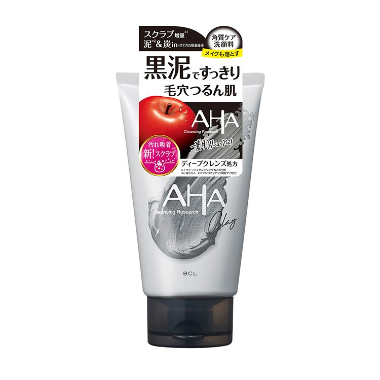 AHA Cleansing Research Black Clay 3-in-1 Facial Cleanser 120g - Deep Pore Cleansing, Exfoliating & Brightening for Acne-Prone Skin | Daily Skincare Routine for Men & Women