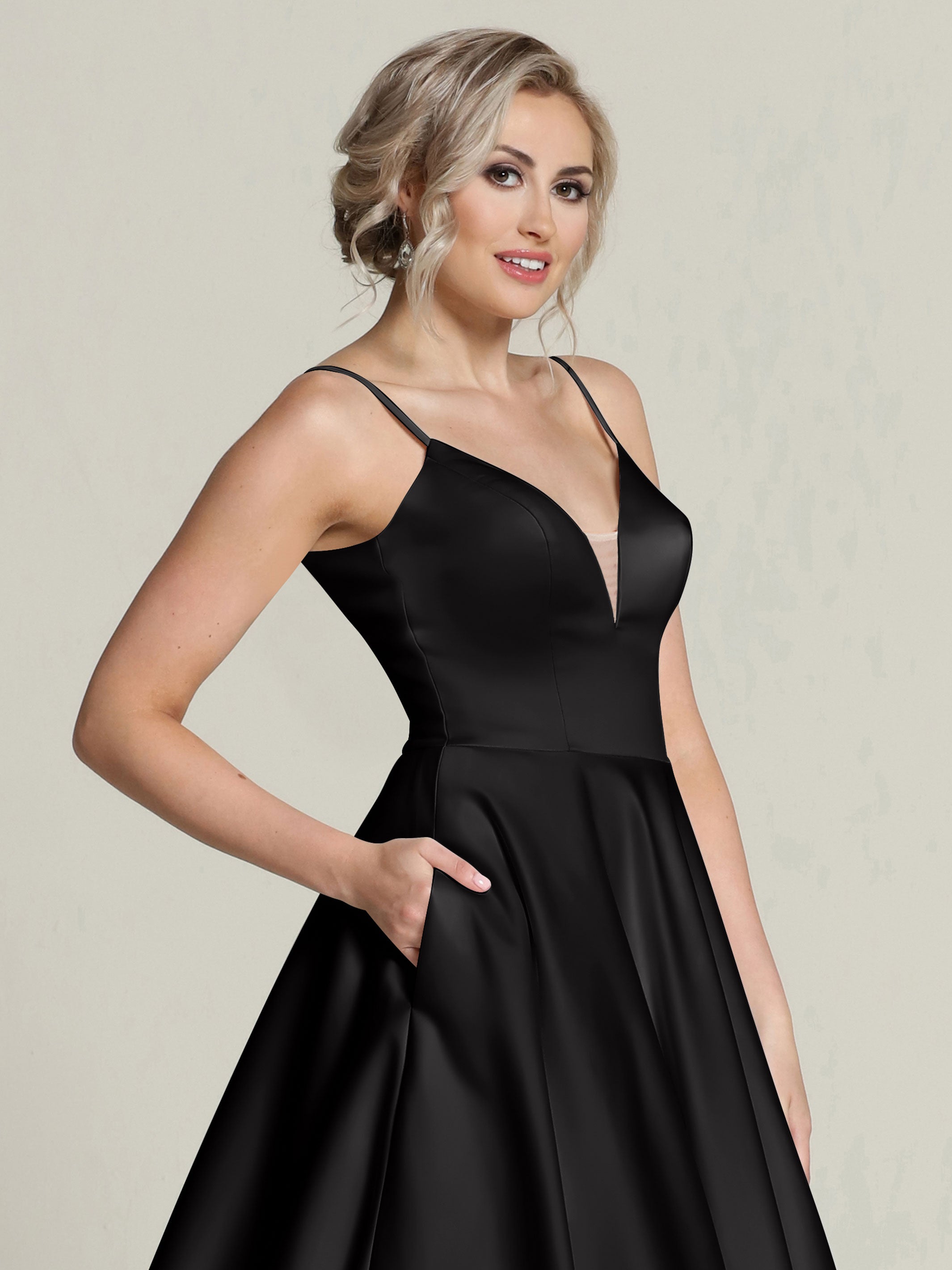 Elegant Melanie Satin Ball Gown with Spaghetti Straps & Scoop Back - Perfect for Prom, Wedding, and Formal Events