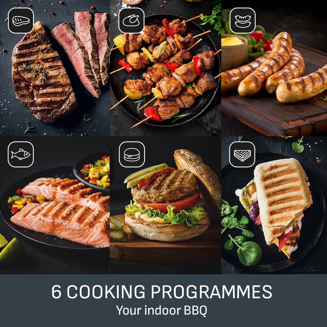 Tefal GC722D40 Optigrill Plus XL Electric Grill - 9 Automatic Cooking Settings, Smart Sensor, Non-Stick Removable Plates, Stainless Steel Design - Perfect for Indoor BBQ, Family Gatherings & Healthy Meals
