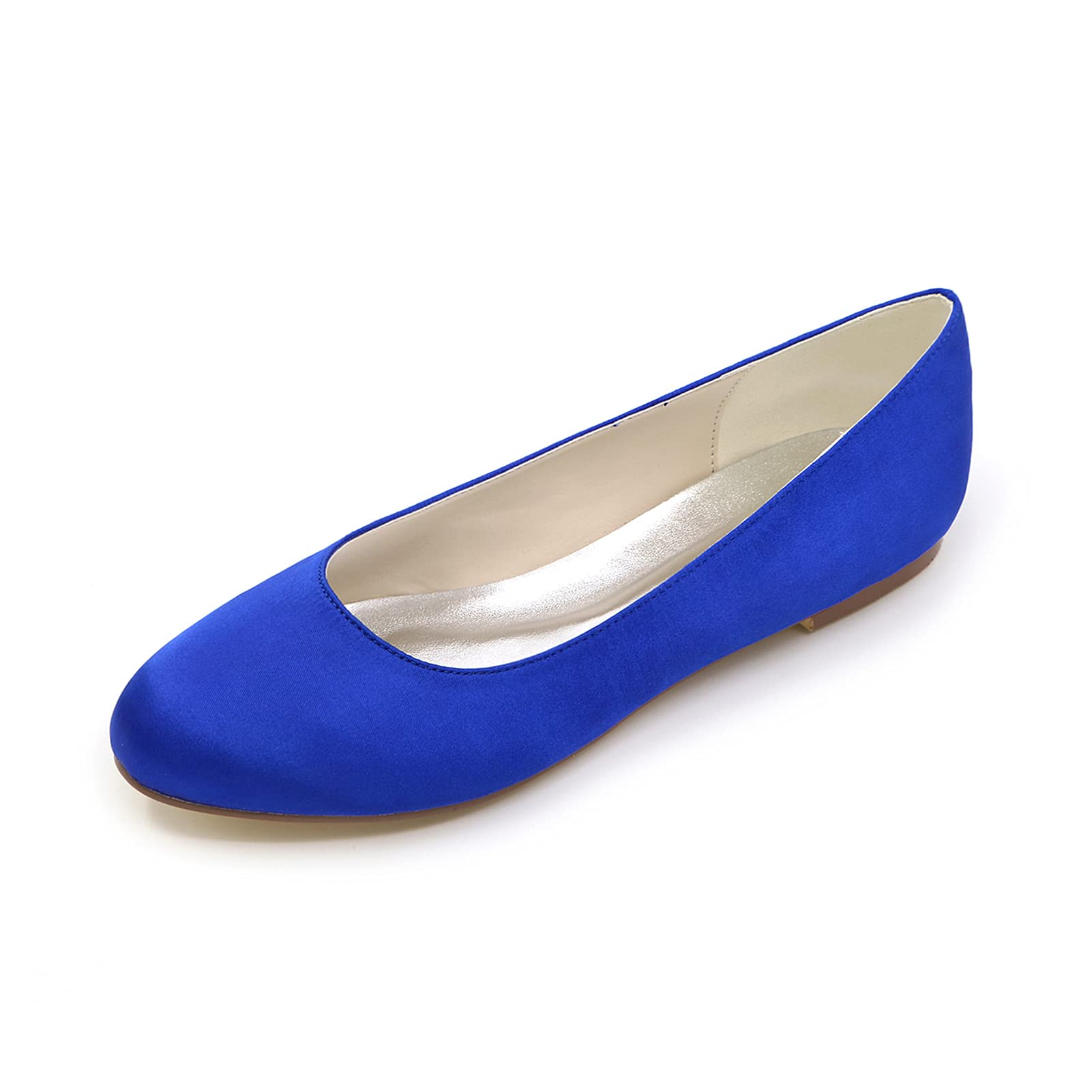 KSTORE Women's Round Toe Satin Flat Wedding Shoes - Comfortable Low Heel Bridal Shoes for Bride & Bridesmaids - Elegant White Party Evening Pumps for Prom, Ceremony & Special Occasions
