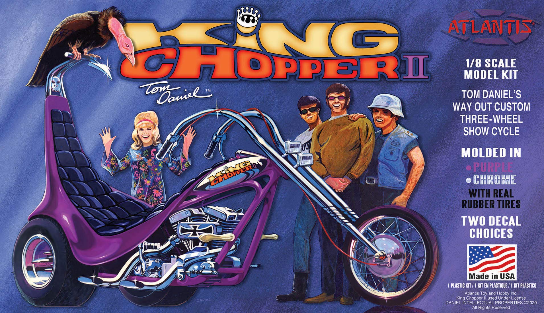 Atlantis AMCM224 1/8 Scale King Chopper II Trike Tom Daniel Model Kit - Classic Motorcycle Building Set for Collectors & Hobbyists - Perfect for Display, Gifts & DIY Projects