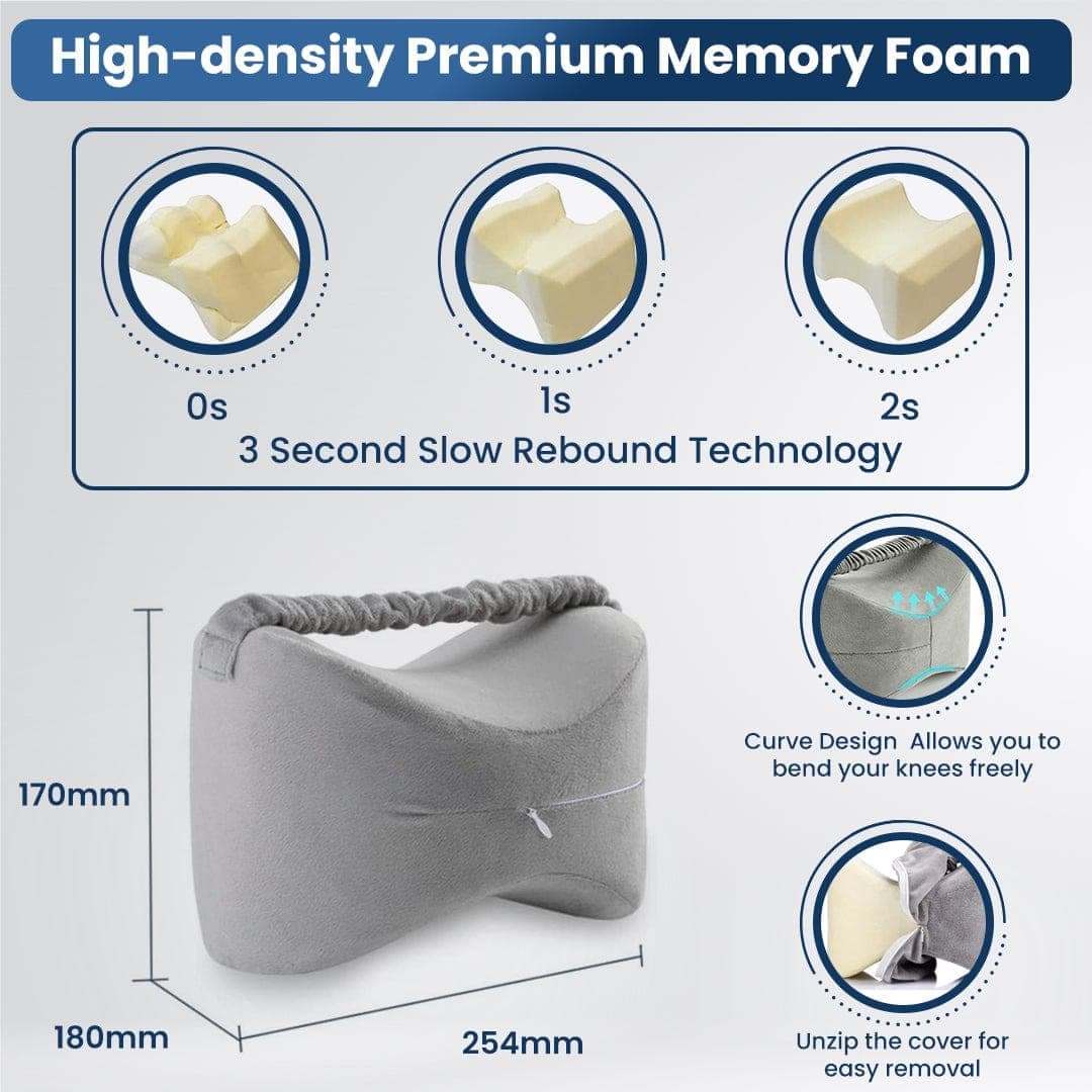Dr Trust USA Knee Pillow Cushion for Side Sleepers & Back Pain Relief - Orthopedic Memory Foam Support for Legs, Hips & Spine Alignment - Perfect for Pregnancy, Sciatica & Post-Surgery Recovery