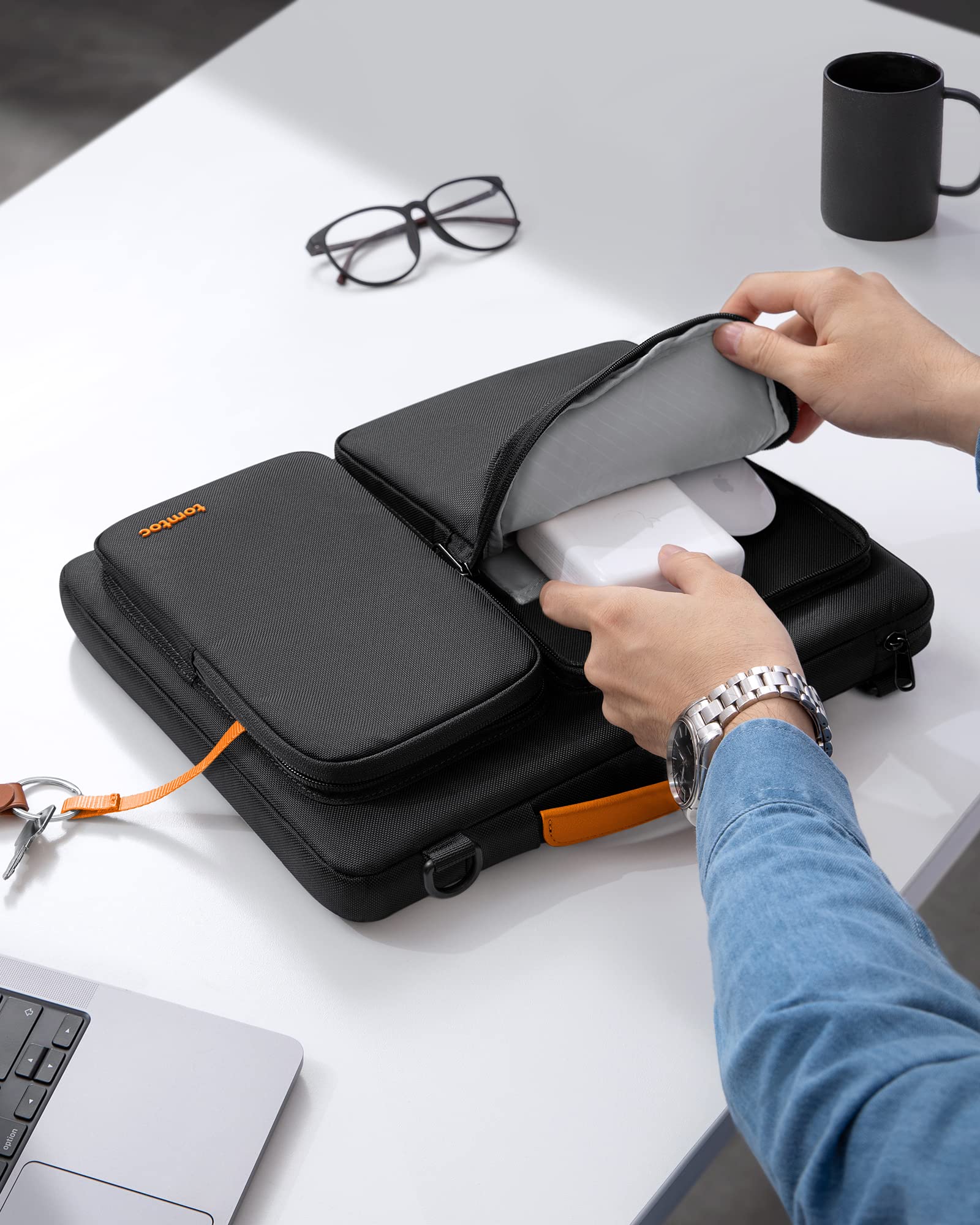 tomtoc 360 Protective Laptop Shoulder Bag for 15-inch MacBook Air M4/M3/M2 (2023-2025), Surface Laptop 6/5, 15