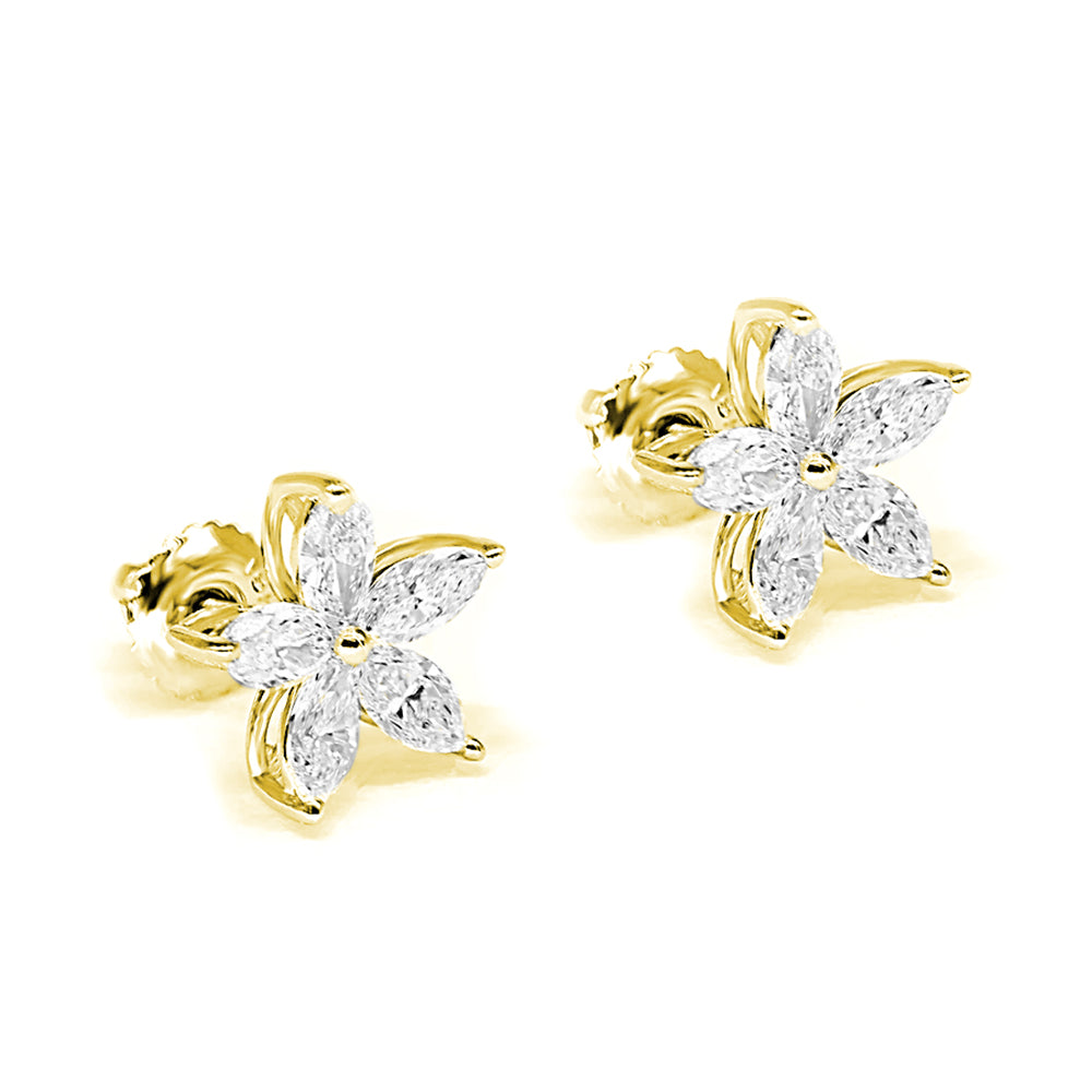 1.50 Carat Marquise Cut Diamond Flower Earrings for Women - Elegant Dangle Earrings for Weddings, Parties & Special Occasions