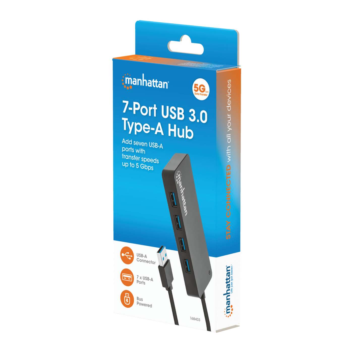 7-Port USB 3.0 Hub with Fast Data Transfer - High-Speed USB Splitter for Laptop, PC, MacBook - Perfect for Home Office, Gaming & Multi-Device Charging