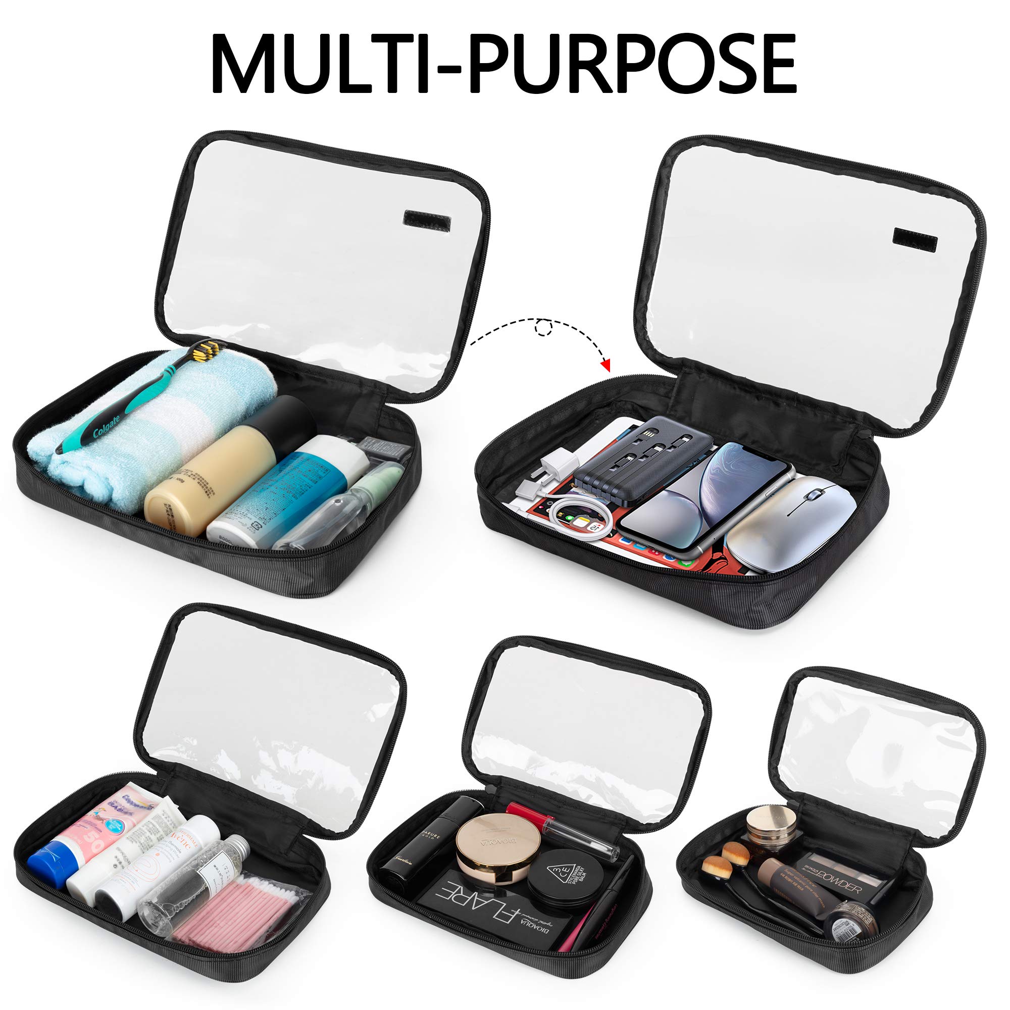Damero 4-Piece Clear Toiletry Bag Set - Waterproof Travel Makeup Organizer for Cosmetics, Toiletries & Essentials - Perfect for Airplane Carry-On, Business Trips & Vacation Packing