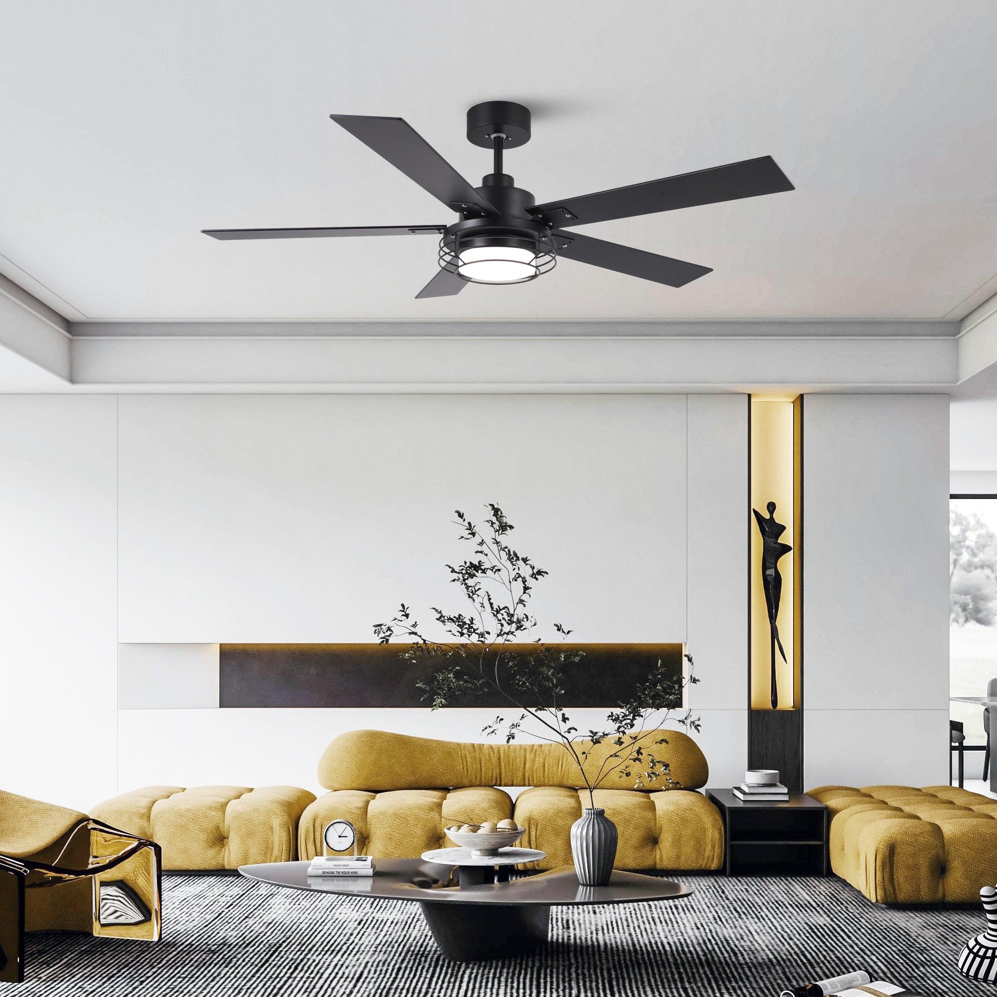 52 Inch Bernice DC Motor Industrial Ceiling Fan with LED Light and Remote Control - Perfect for Warehouses, Garages, and Large Spaces