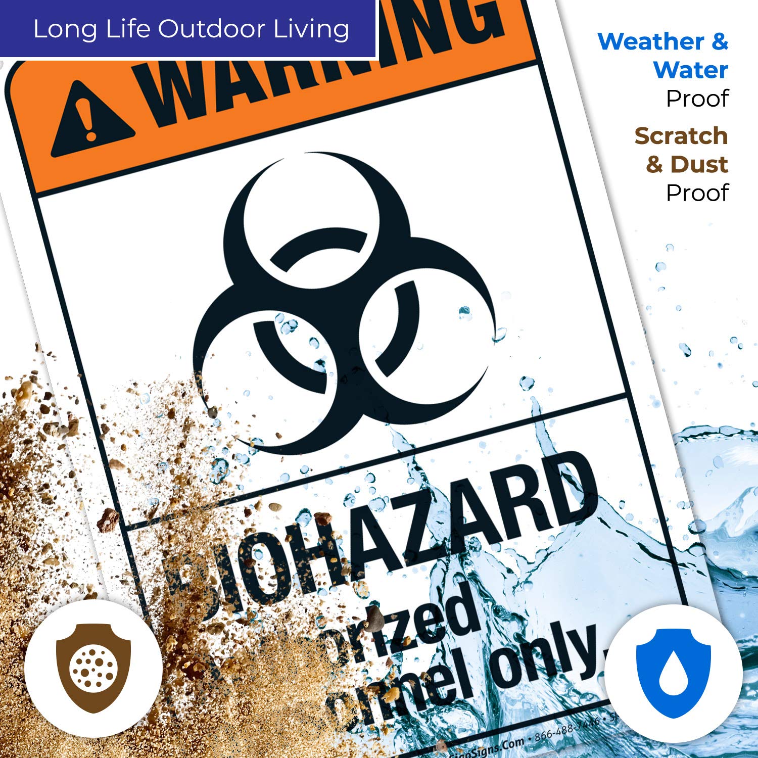 Biohazard Authorized Personnel Only Sign - ANSI Warning Sign 10x7 Inches, Rust-Free .040 Aluminum, Fade-Resistant for Indoor & Outdoor Use - Made in USA - Perfect for Laboratories, Hospitals, and Hazardous Work Areas