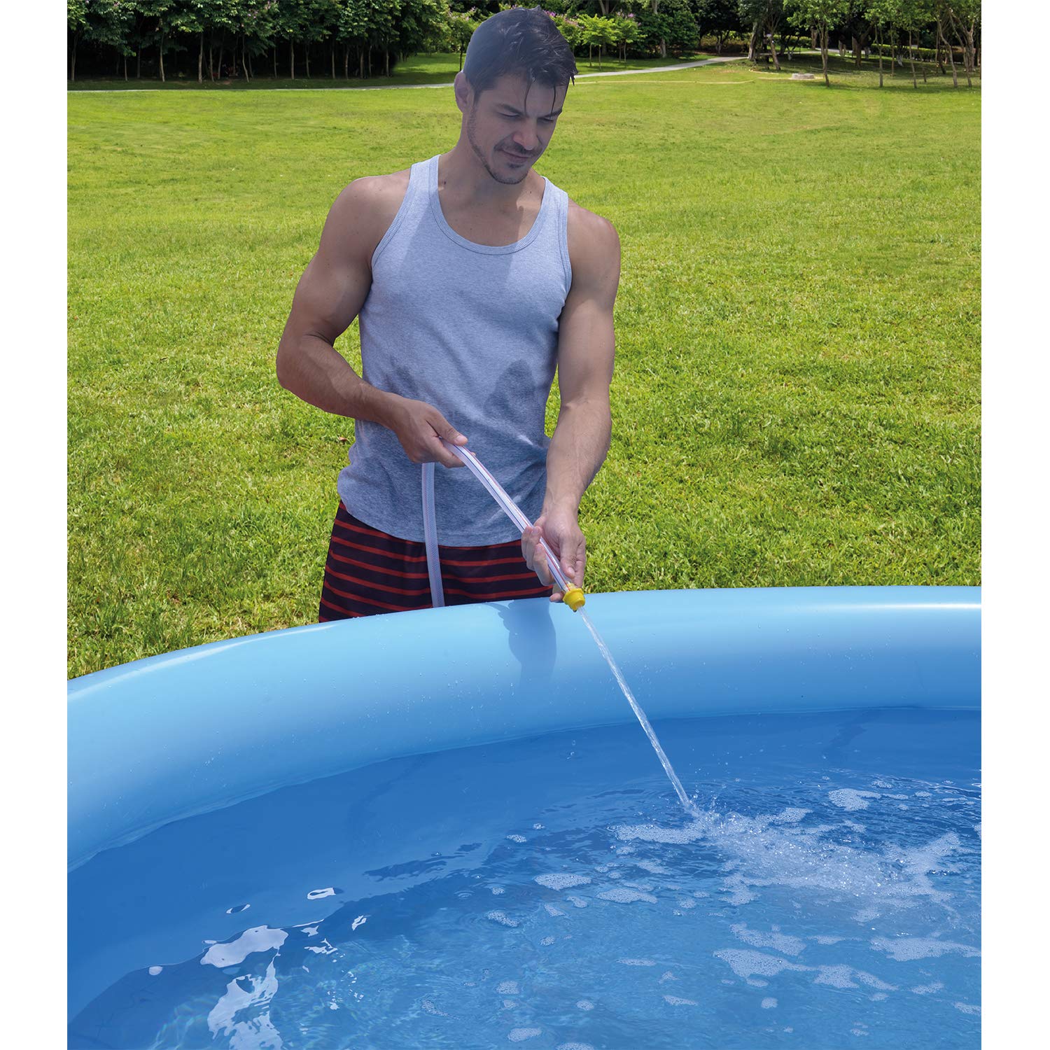 JLeisure Avenli 8ft x 25in Inflatable Kids Swimming Pool - 2-3 Person Capacity, Quick Setup, Above Ground Outdoor Backyard Kiddie Pool (Blue, 2 Pack) - Perfect for Summer Fun, Birthday Parties, and Family Water Play