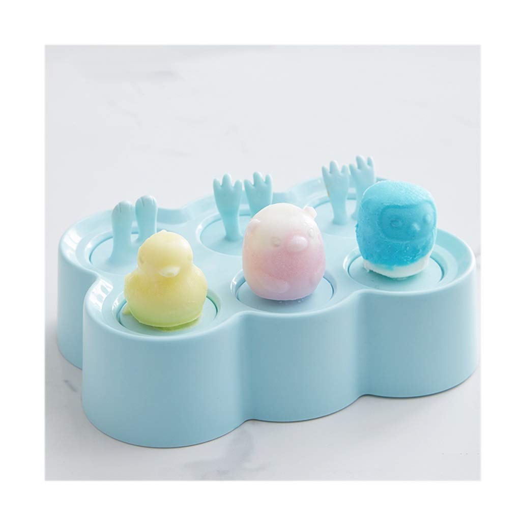 WENMENG2021 Silicone Ice Cube Trays with Lids - 6PC Animal-Shaped Popsicle Molds for Kids & Toddlers, Reusable DIY Ice Cream Maker, Easy Release (Blue) - Perfect for Summer Treats, Birthday Parties & Family Fun