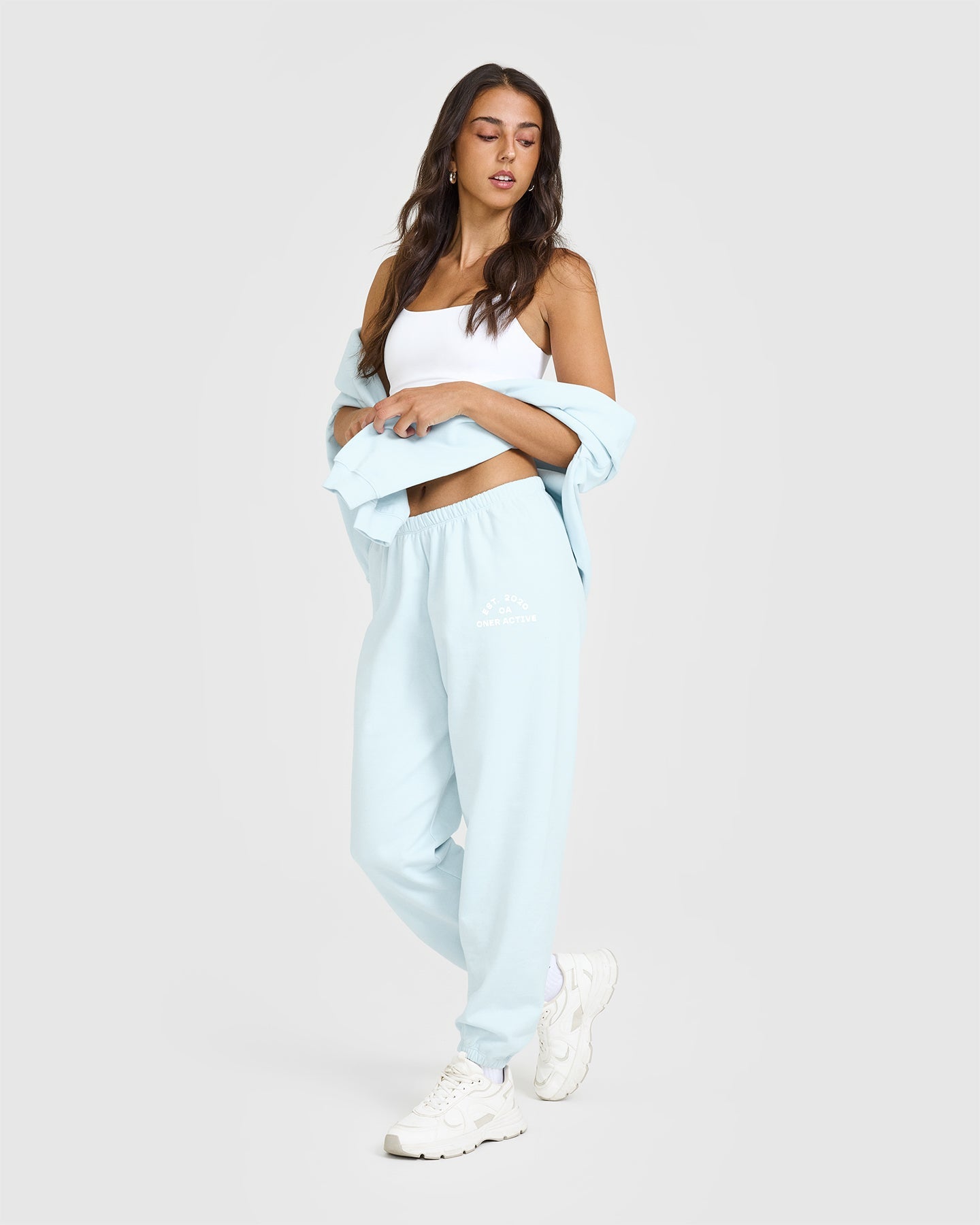 Lightweight Graphic Joggers for Women - Soft Comfortable Running Pants in Cloud Blue - Perfect for Workouts, Yoga & Lounge Wear