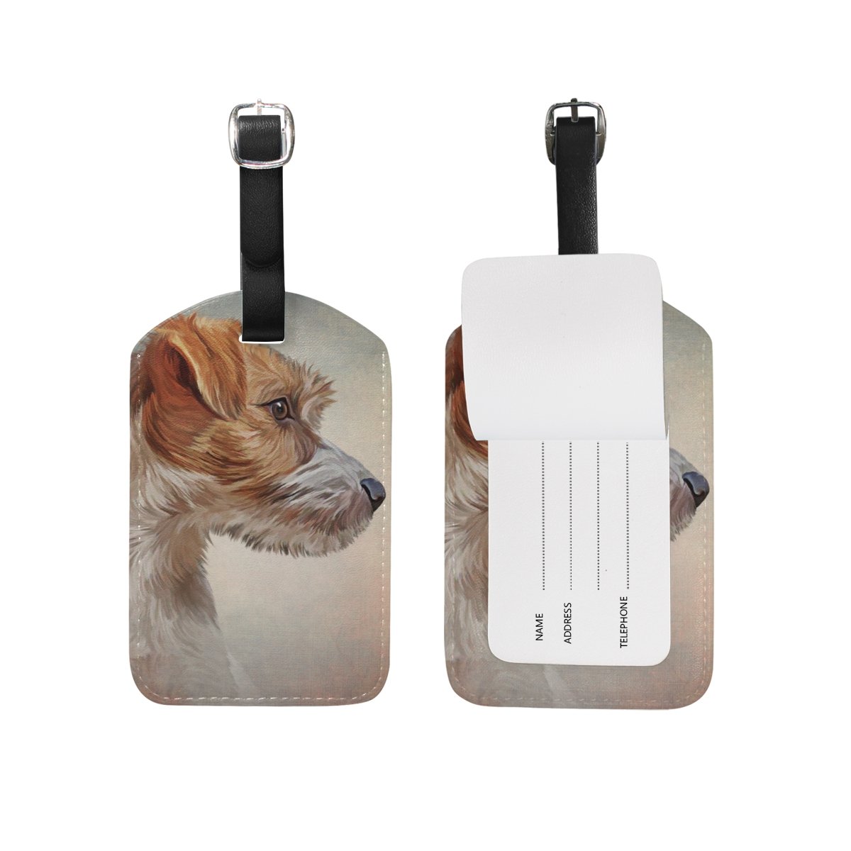 Premium PU Leather Dog Luggage Tag for Jack Russell Terriers - Personalized Pet ID Tag for Travel Suitcases & Backpacks | Perfect for Airports, Vacations & Pet Identification