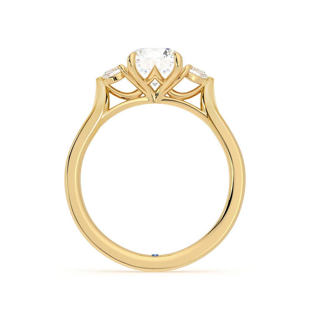 Exquisite Three Stone Round Moissanite Engagement Ring with Hidden Anniversary Accent - Perfect for Proposals, Weddings & Anniversary Gifts