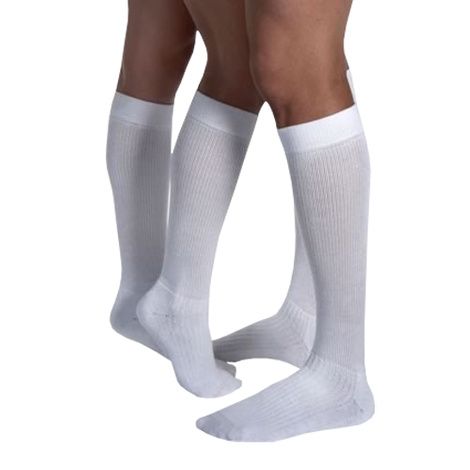 BSN Jobst Unisex ActiveWear Knee High Extra Firm Compression Socks for Men & Women - Closed Toe, XL Size, Cool White - Ideal for Running, Travel & Varicose Vein Relief