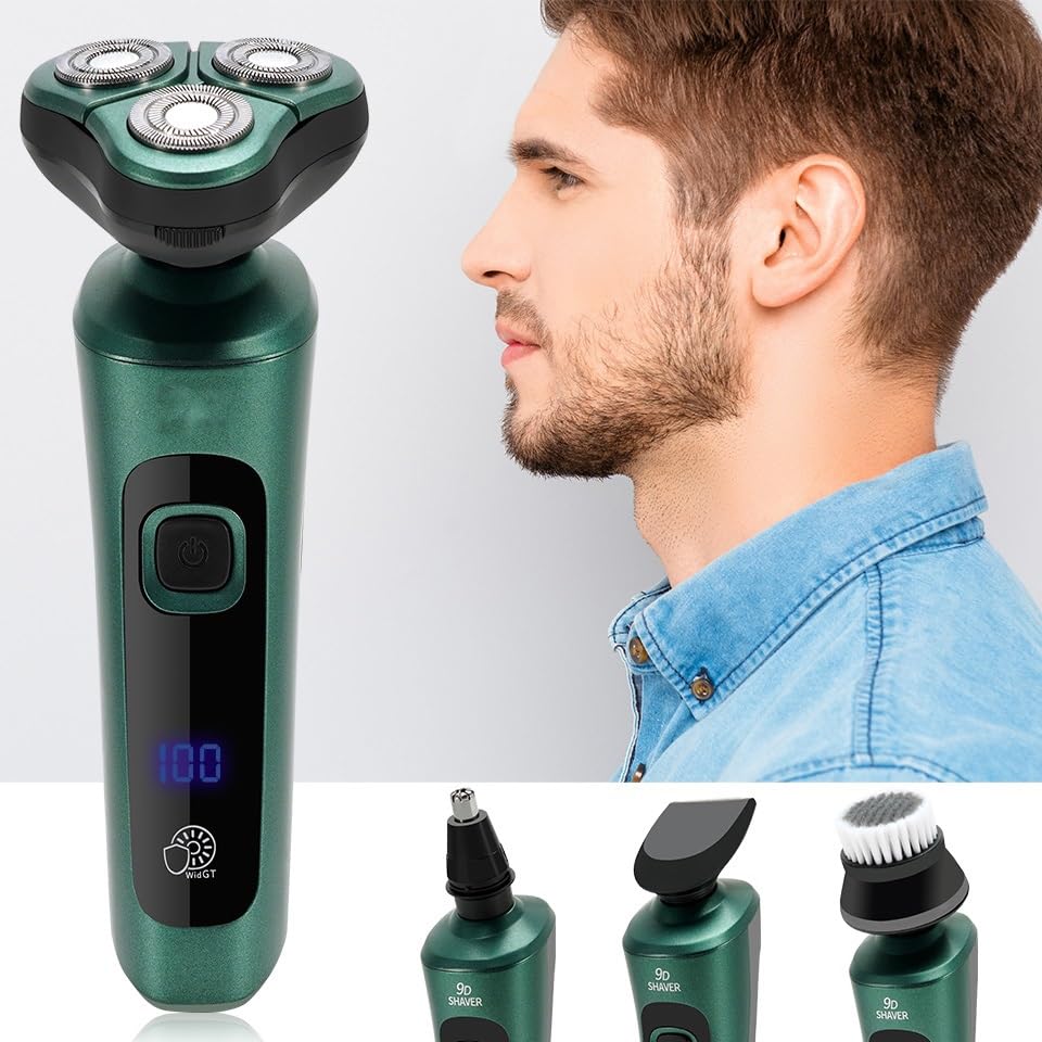 4-in-1 Electric Head Shaver for Men - Rechargeable Waterproof Beard Trimmer & Body Groomer with Fast Charging | Perfect for Travel, Home Use & Gifts for Dad (Includes Storage Box)
