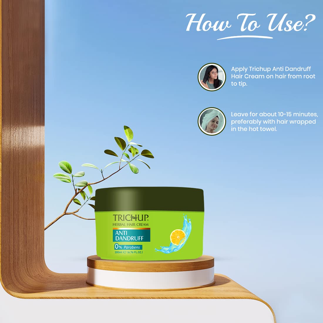 Trichup Anti-Dandruff Herbal Hair Cream with Neem, Rosemary, Lemon & Tea Tree Oil - Fights Dandruff & Soothes Itchy Scalp - 200ml for Dry, Flaky Scalp Care - Perfect for Daily Hair Treatment & Scalp Health