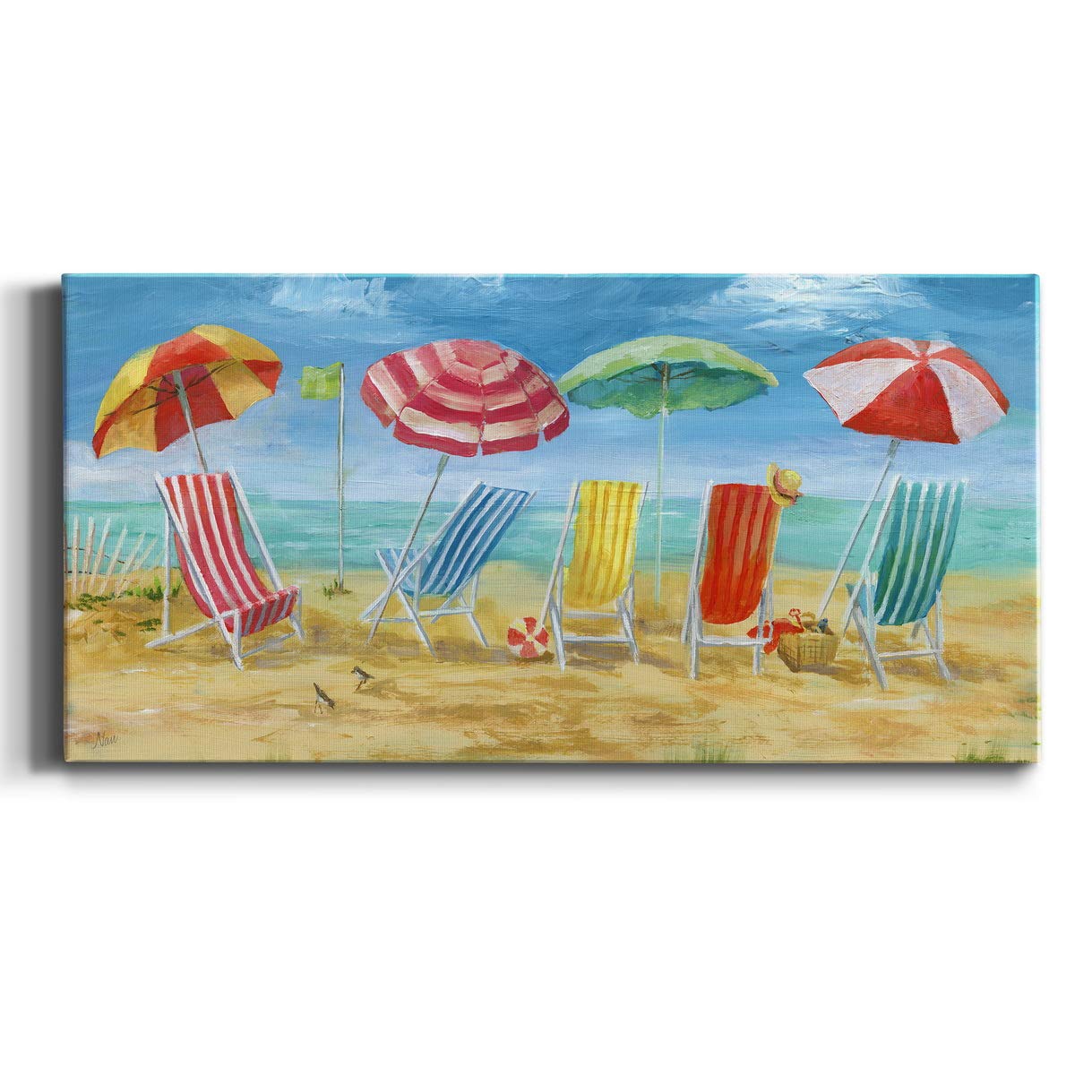 Abstract Wall Art Canvas - Animals, Flowers, Coastal & Geometric Designs with Motivational Quotes | Ready to Hang Home Decor | Perfect for Living Room, Bedroom or Office | Bright Beach Chairs 8X16