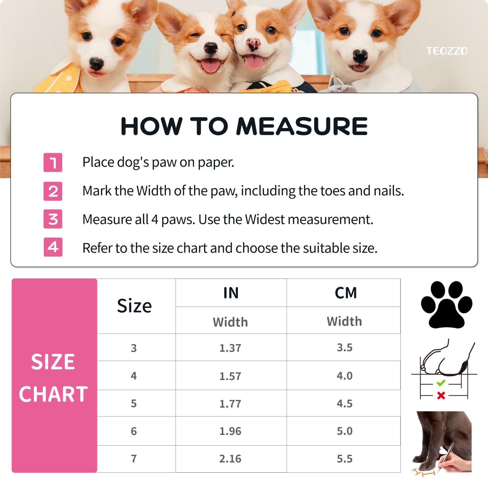 **Waterproof Dog Boots for Winter - Anti-Slip Paw Protector with Reflective Straps | 12PCS (5-3 Pairs) Pink Snow Booties for Small & Medium Dogs - Ideal for Snow, Ice, Rain & Outdoor Adventures**