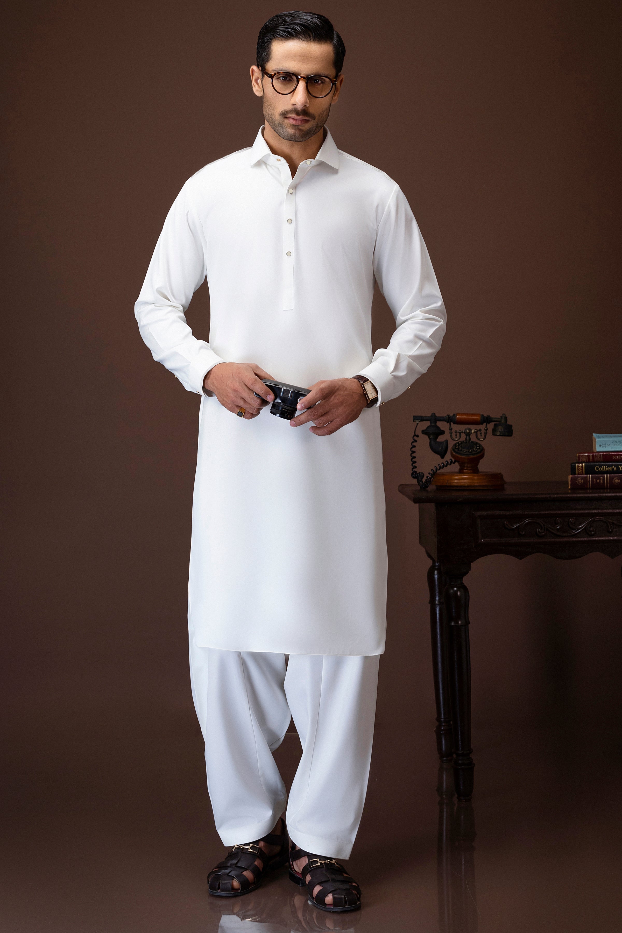 Blended Off White Shalwar Kameez for Men & Women - Traditional Pakistani Outfit for Weddings, Parties & Cultural Events