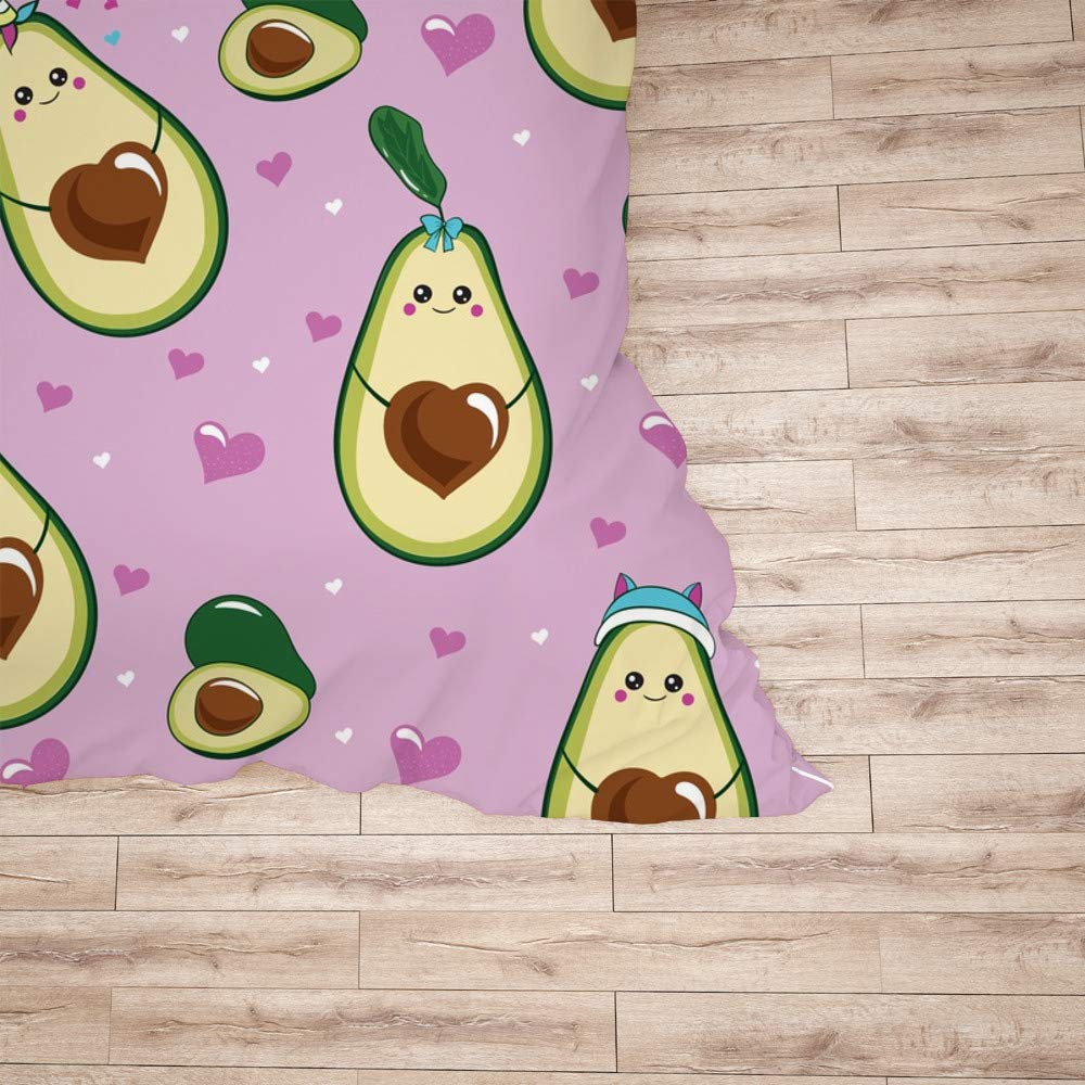 Cute Avocado Print 3-Piece Full Bedding Set - Duvet Cover & 2 Pillow Shams | Soft Quilt Cover for Cozy Bedroom Decor | Perfect for Teens, Dorms & Guest Rooms