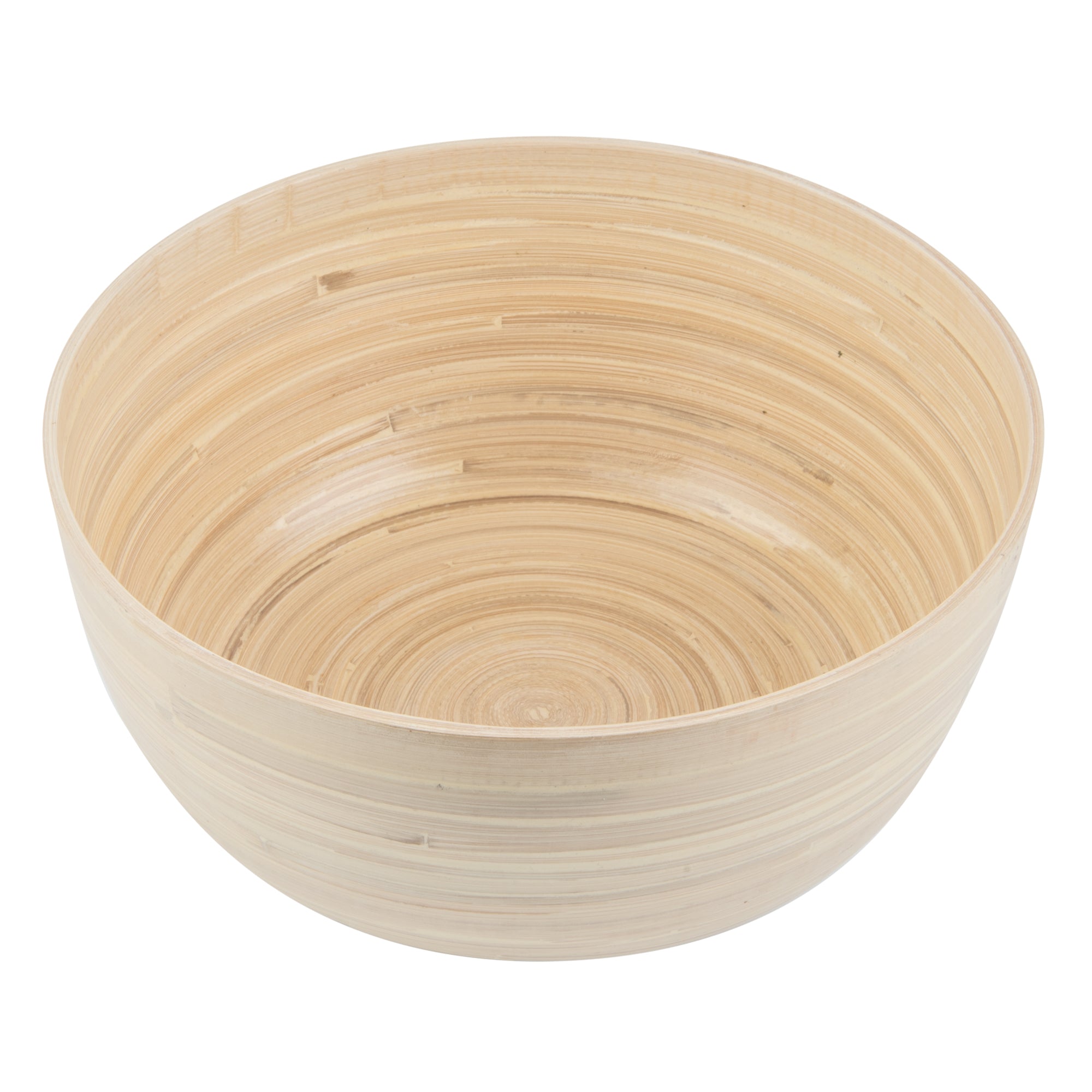 Bambuddha 30 oz Large Round Natural Spun Bamboo Salad Bowl - 11 x 11 x 5.5 Inches - Eco-Friendly Serving Bowl for Salads, Pasta, Fruits & Party Dishes - 1 Count Box