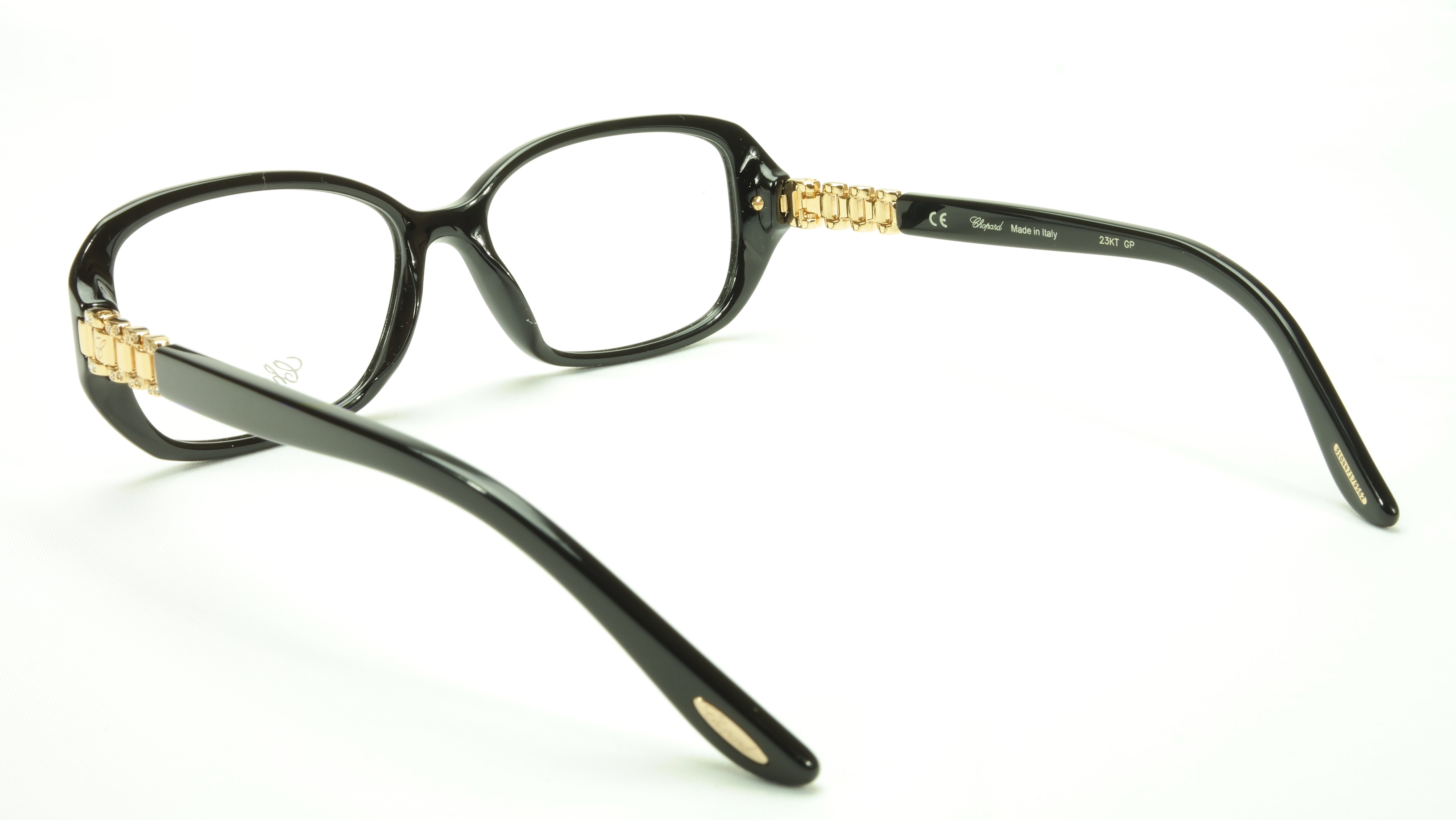 Chopard VCH 155S 0700 Acetate Eyeglasses Frame - Black & Gold Italian-Made (53-15-135) | Luxury Designer Glasses for Business & Formal Occasions