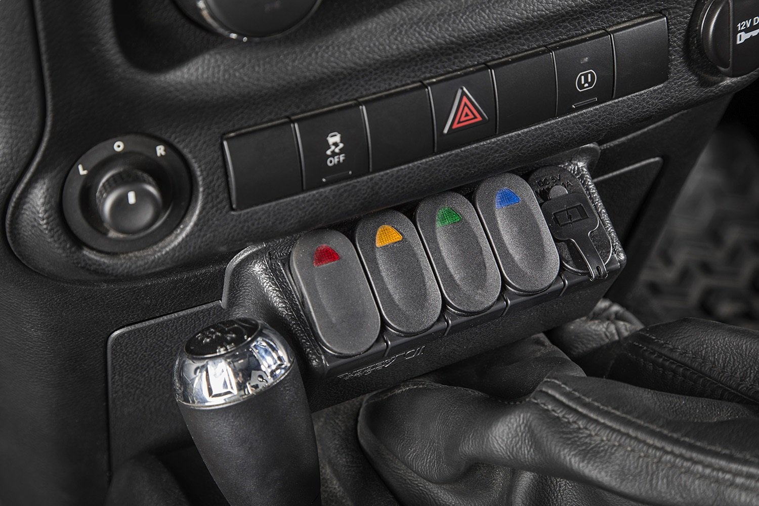 Rugged Ridge Switch Panel Kit for 2011-2018 Jeep Wrangler JK/JKU - Lower Dash Mount 17235.84 | Off-Road Accessories & Custom Lighting Control for Adventure Vehicles