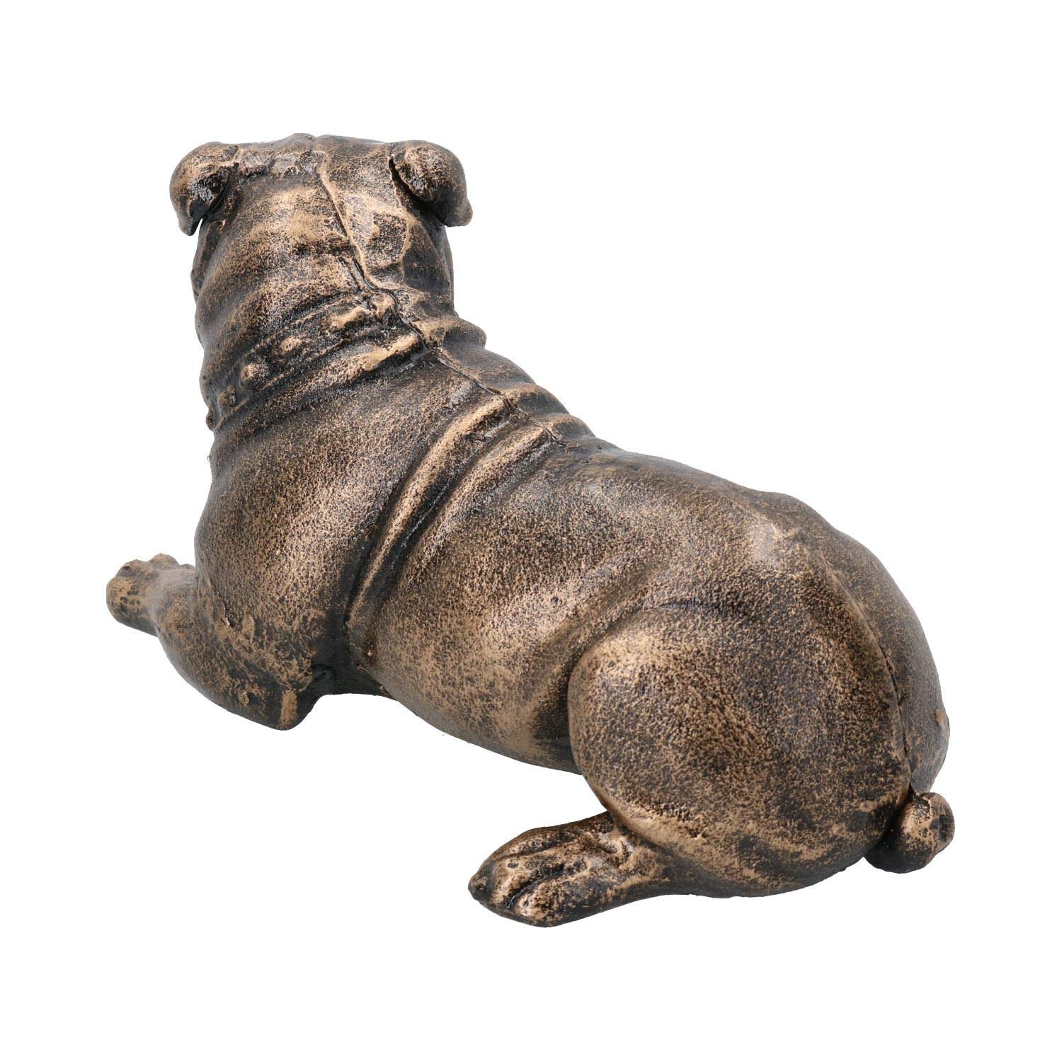 AB Tools Lying Pit Bull Terrier Dog Cast Iron Statue - Heavy Duty Decorative Sculpture for Home, Office & Garden Decor - Unique Trophy Ornament for Dog Lovers & Collectors