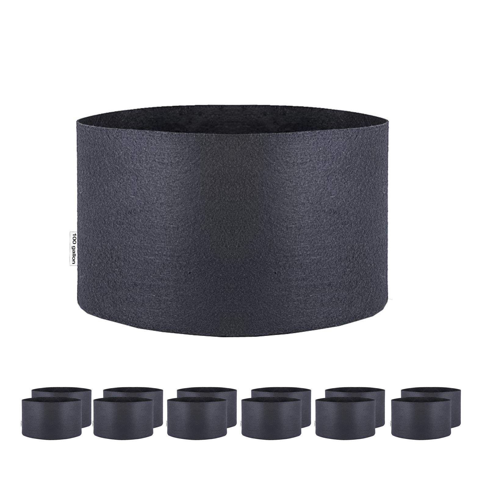 Oppolite 12-Pack 100 Gallon Round Fabric Aeration Pots - Breathable Plant Containers for Nursery, Garden & Planting | Ideal for Growing Vegetables, Flowers & Trees in Outdoor/Indoor Gardens
