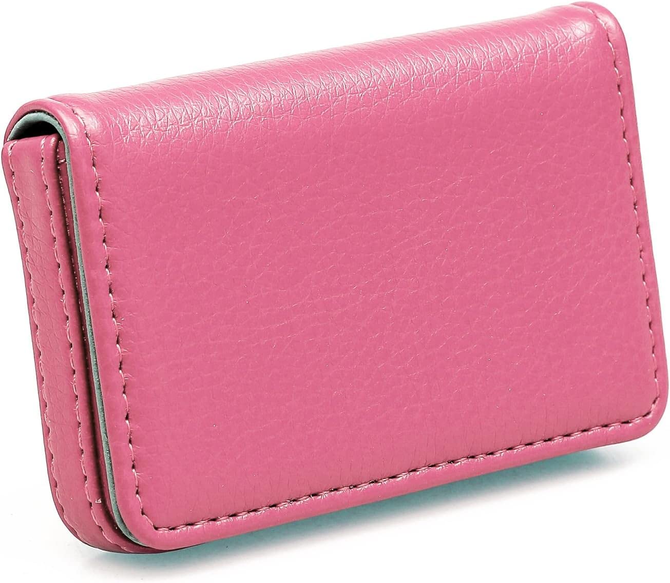2 Pack Premium PU Leather Business Card Holder Case with Magnetic Closure - Elegant Pink | Perfect for Networking, Office, and Professional Events