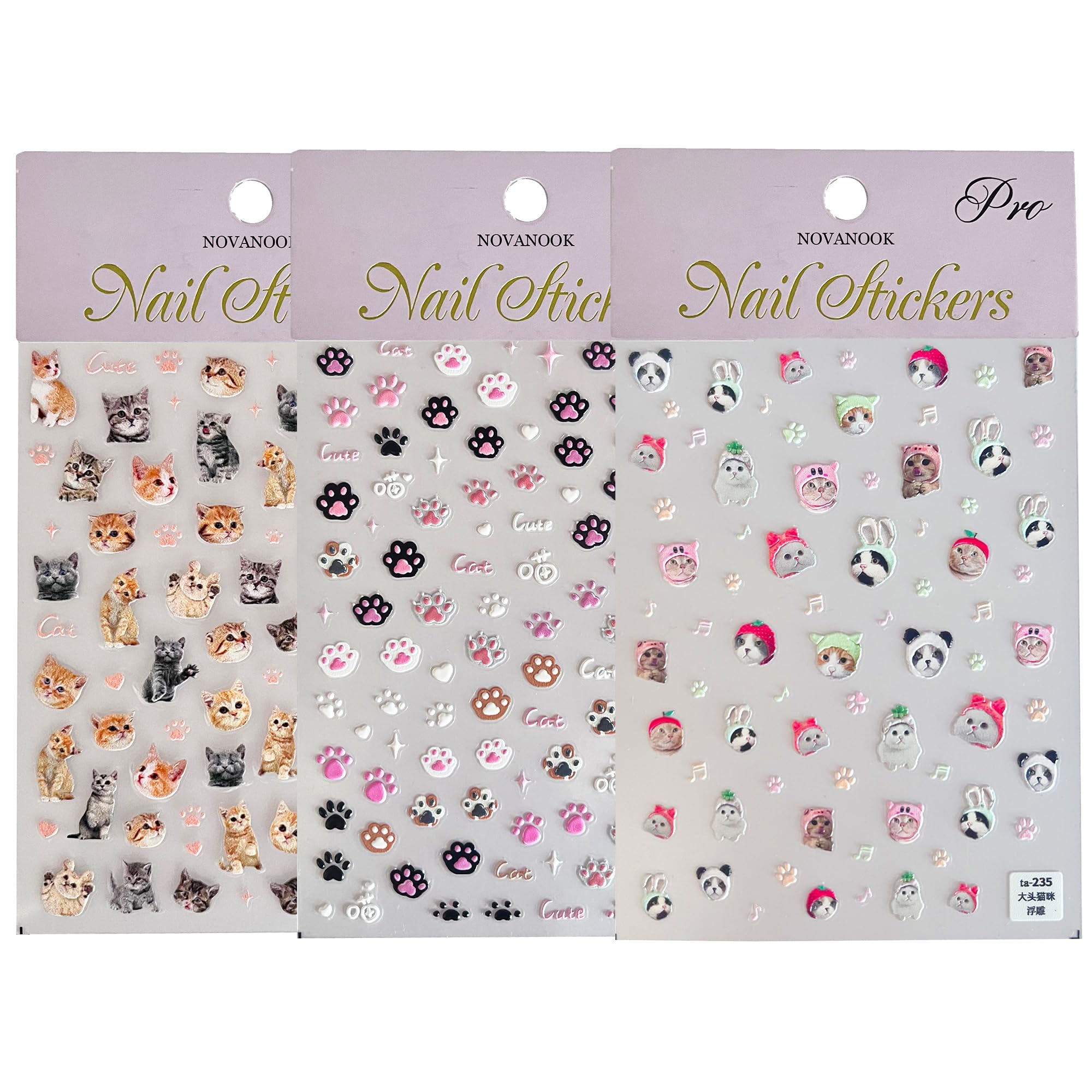 3D Cat Nail Stickers - Cute Embossed Cat Claw Nail Decals for DIY Nail Art | Perfect for Halloween, Parties & Everyday Fashion Accessories