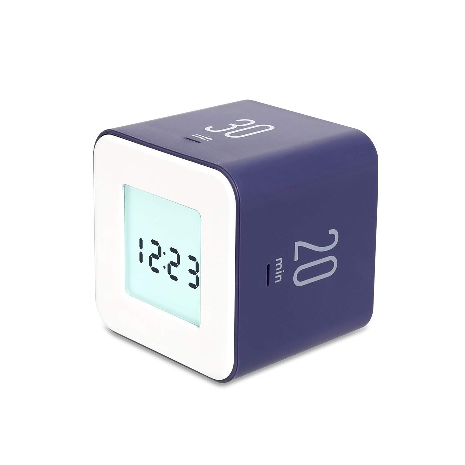 Mooas Multi Cube Timer Set - White (5/15/30/60 Minutes) & Violet (5/10/20/30 Minutes) - Digital Clock & Alarm Timer for Kitchen, Classroom, Office, Study and Productivity