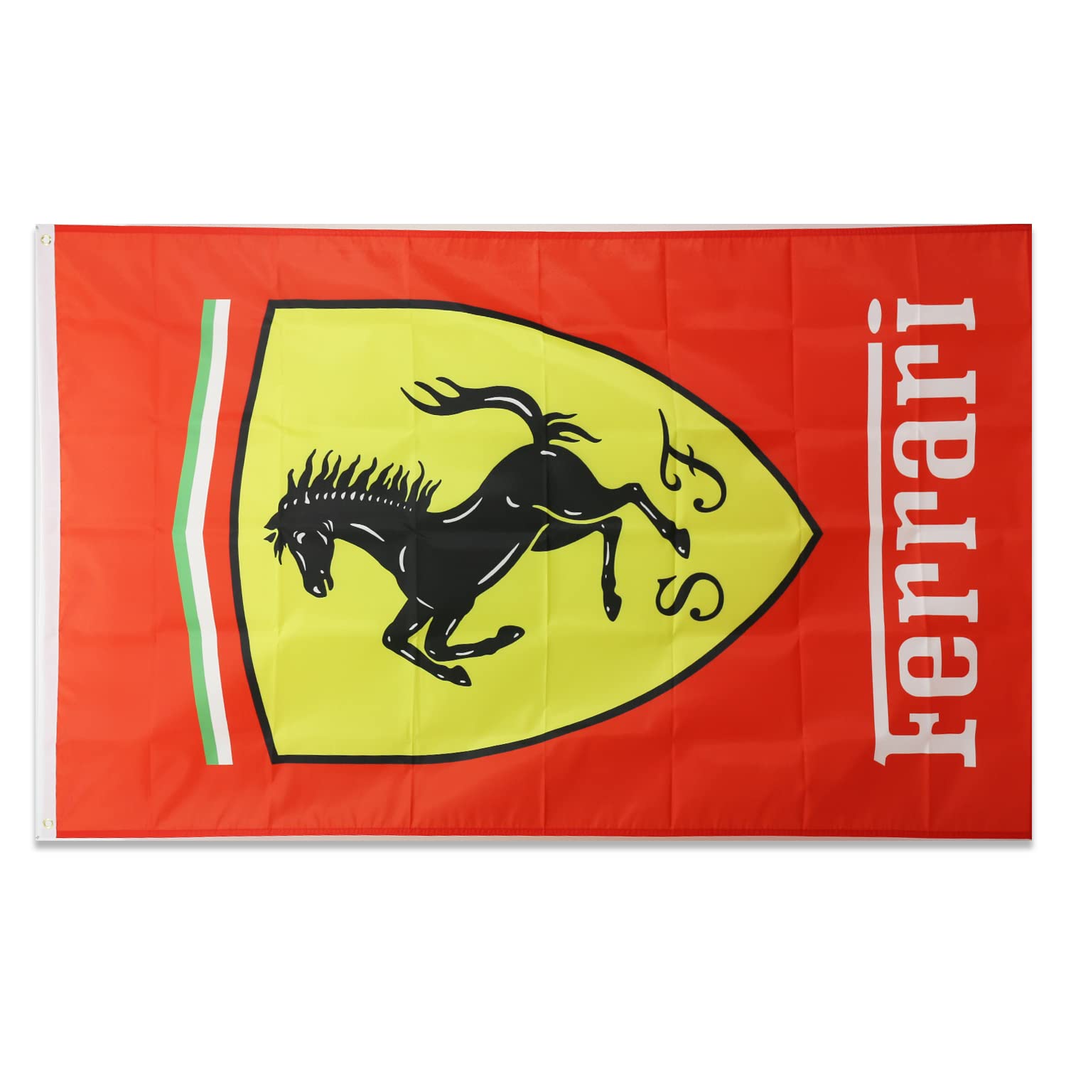 Ferrari Racing Car Flag 3x5 ft - High-Quality Polyester Banner with 2 Brass Grommets - Vibrant HD Printing for Car Enthusiasts - Perfect for Garage, Porch, Bedroom, or Racing Events Decoration (Red)