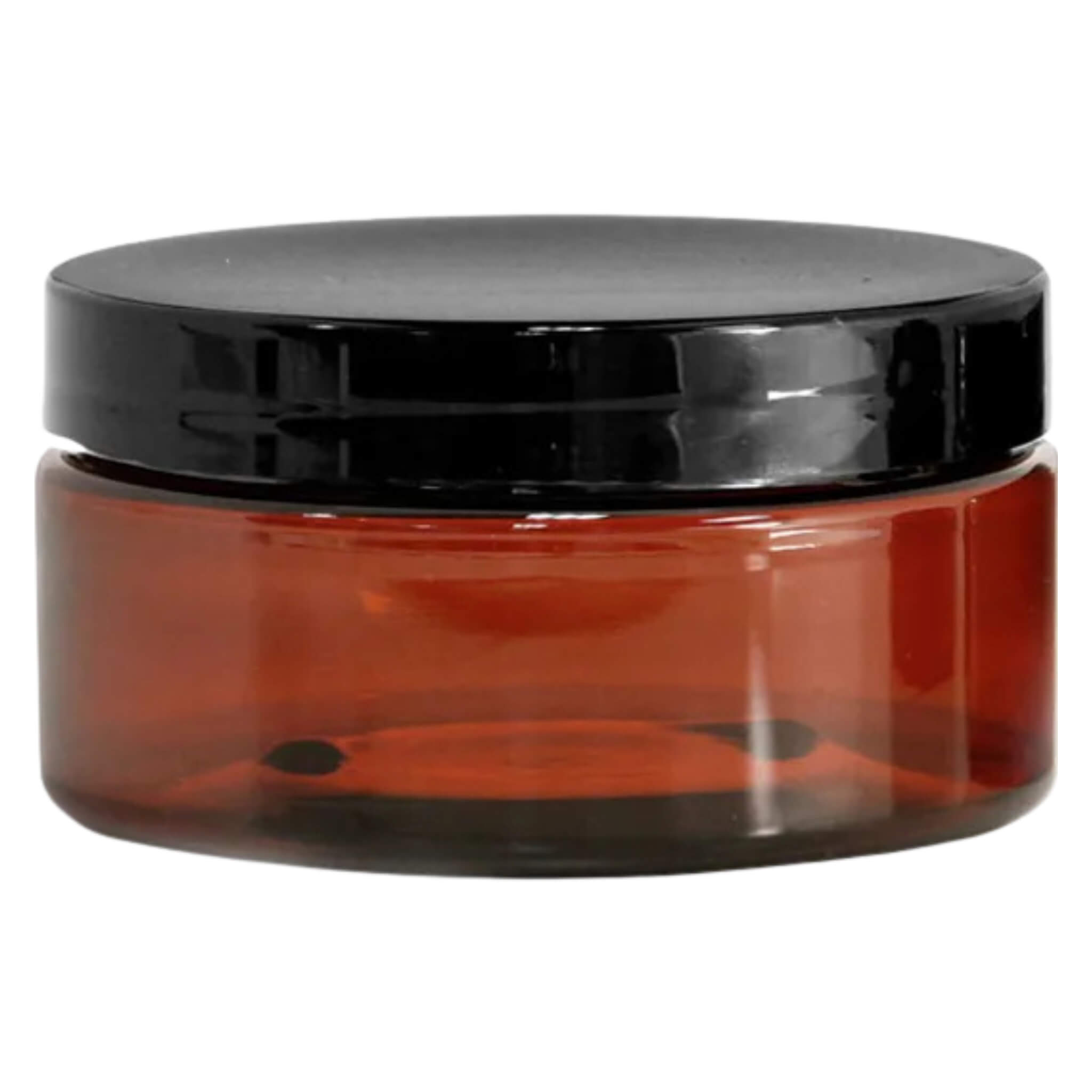 Amber Plastic Jar with Smooth Black Lid - Airtight Storage Container for Spices, Herbs, and DIY Crafts | Perfect for Kitchen, Bathroom & Organizing Small Items