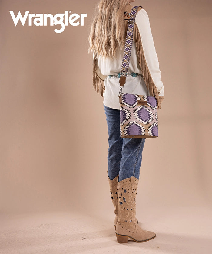 Wrangler Dual-Sided Print Canvas Shoulder Bag for Men & Women - Stylish Crossbody Purse for Travel, Work, and Everyday Use