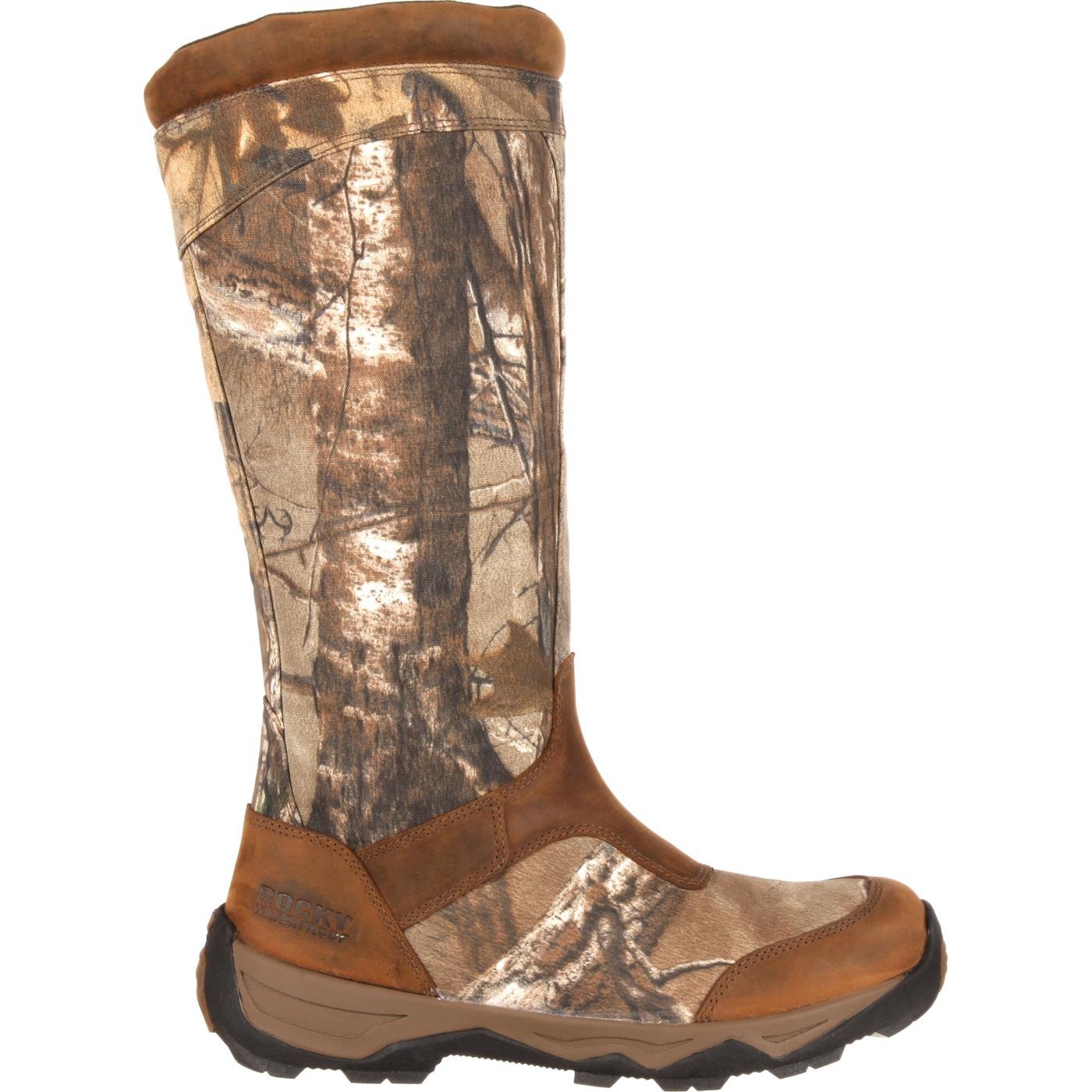 ROCKY Waterproof Snake Boots with Side-Zip Retractable Design - Ideal for Hunting, Hiking & Outdoor Adventures in Wet Conditions